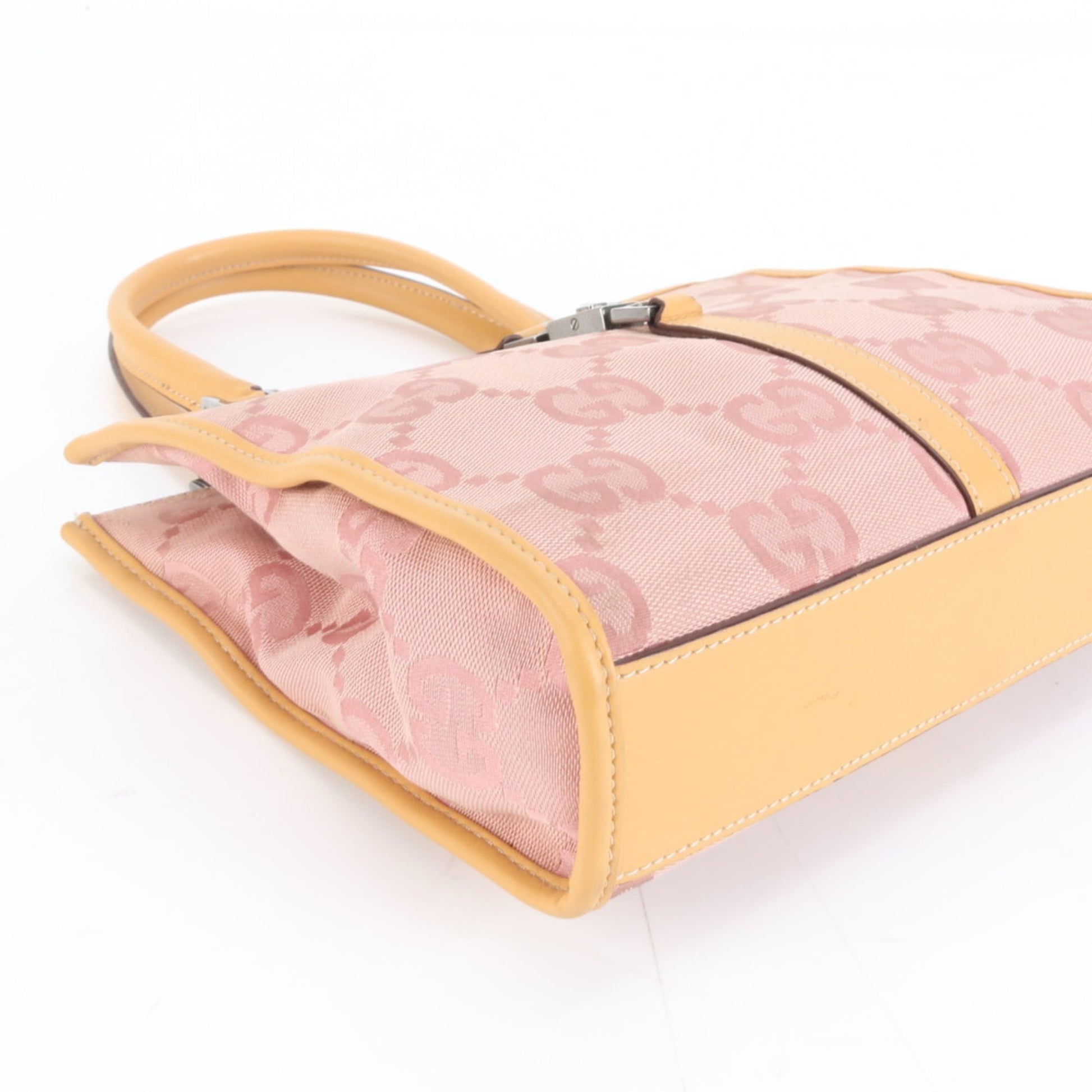 Gucci Pink Leather Canvas Handbag