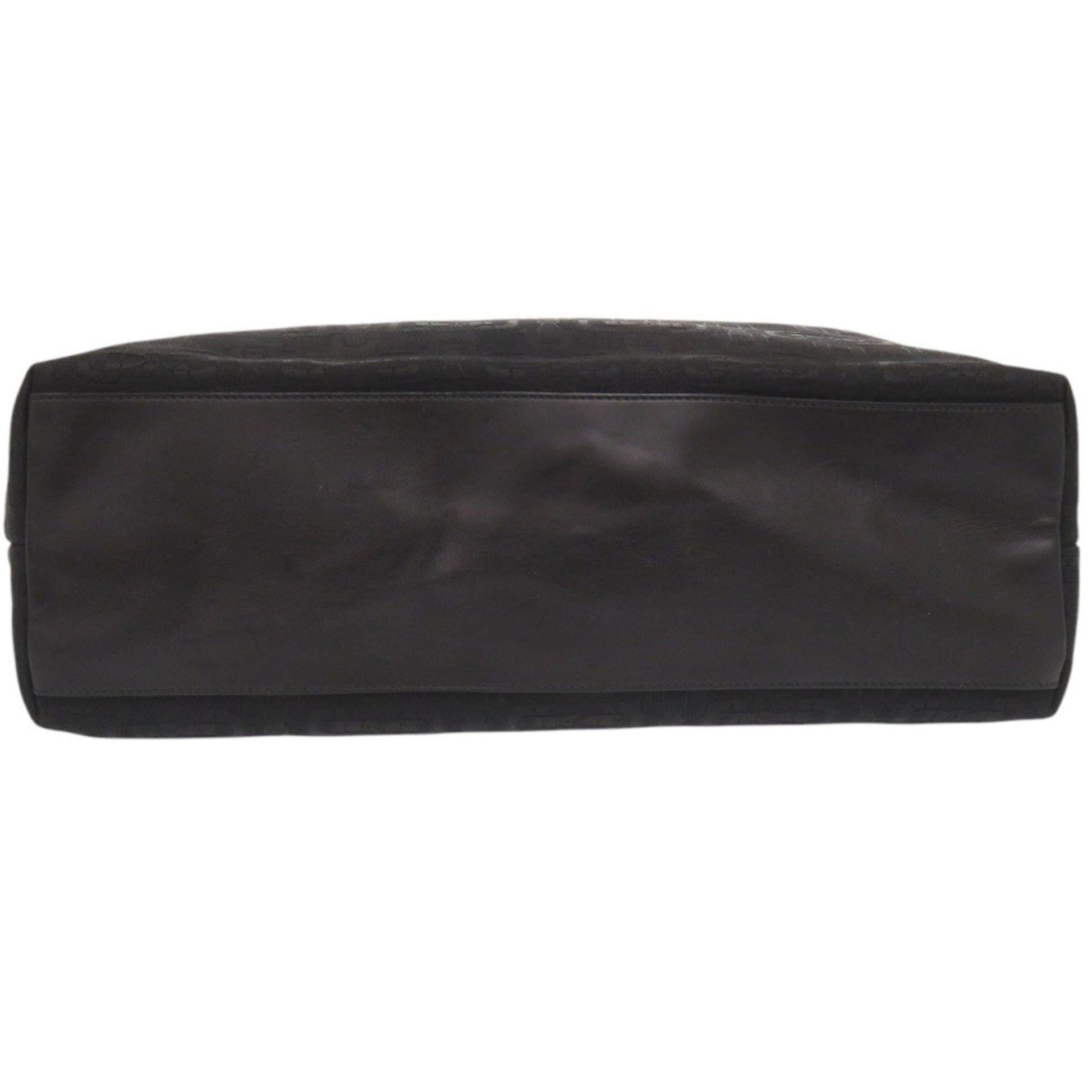 Gucci Black Canvas Leather Tote Bag