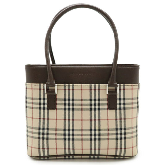 Burberry Bordeaux Dark Handbag Tote Bag Leather Canvas Black