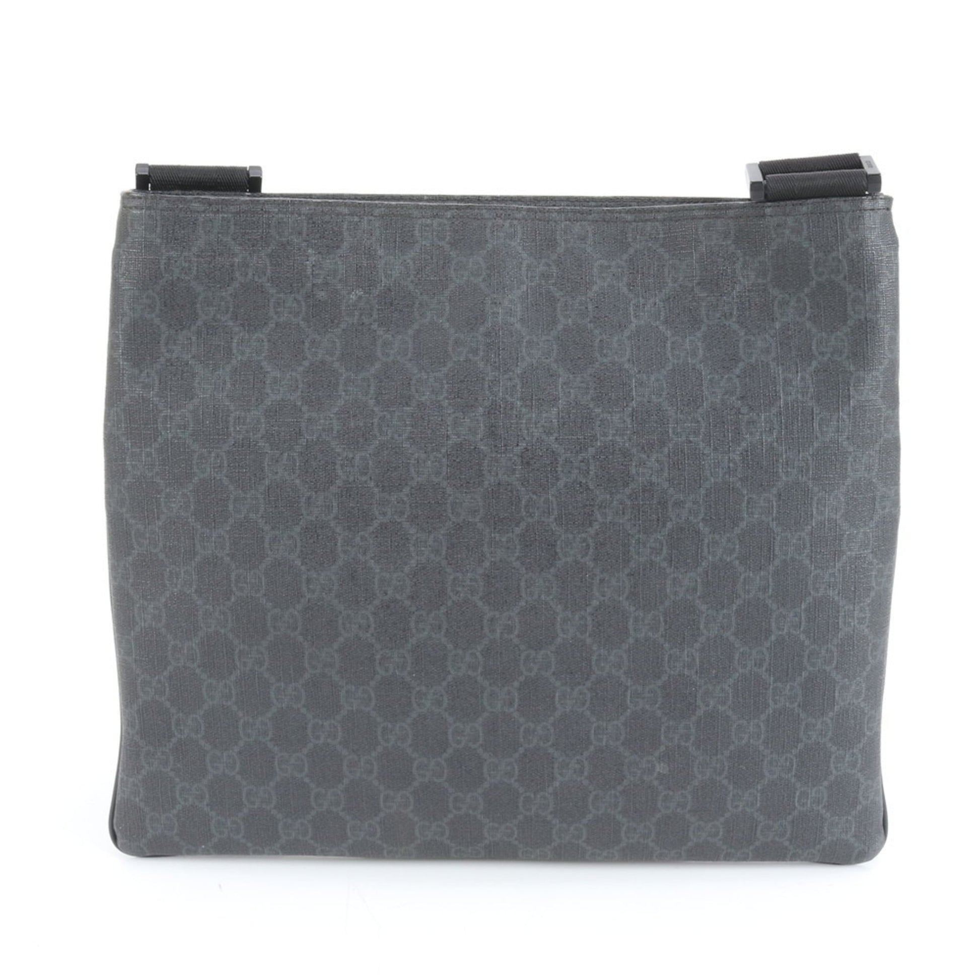 Gucci Black Leather Coated Canvas Shoulder Bag