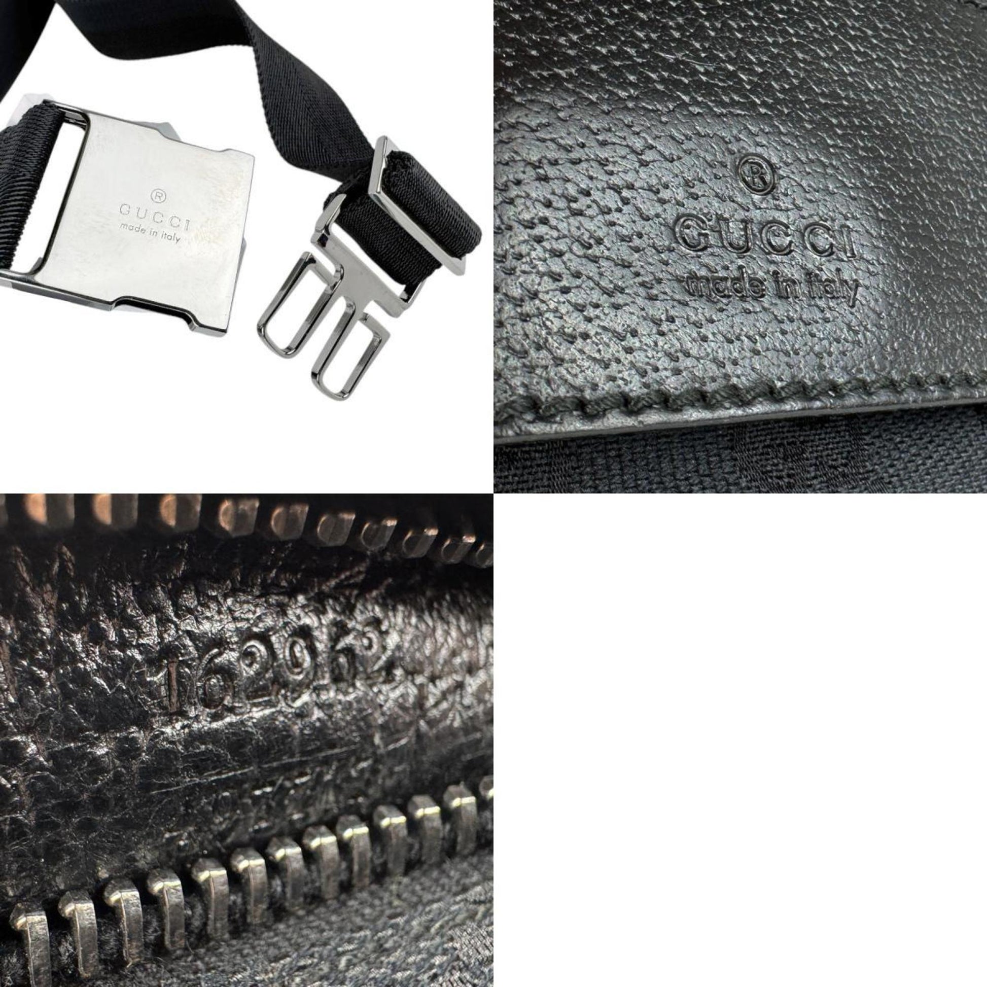 Gucci Black Gg Canvas Leather Fanny Pack
