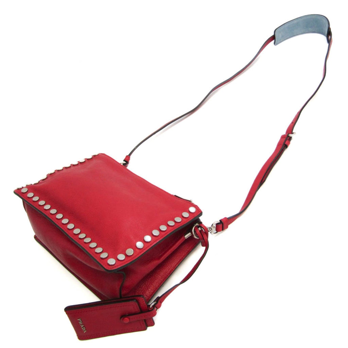 Prada Etiquette Studs Women Shoulder Bag Color Leather Red