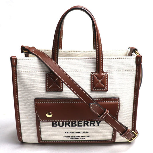 Burberry Shoulder Bag Leather Canvas Brown Leather Shoulder Bag