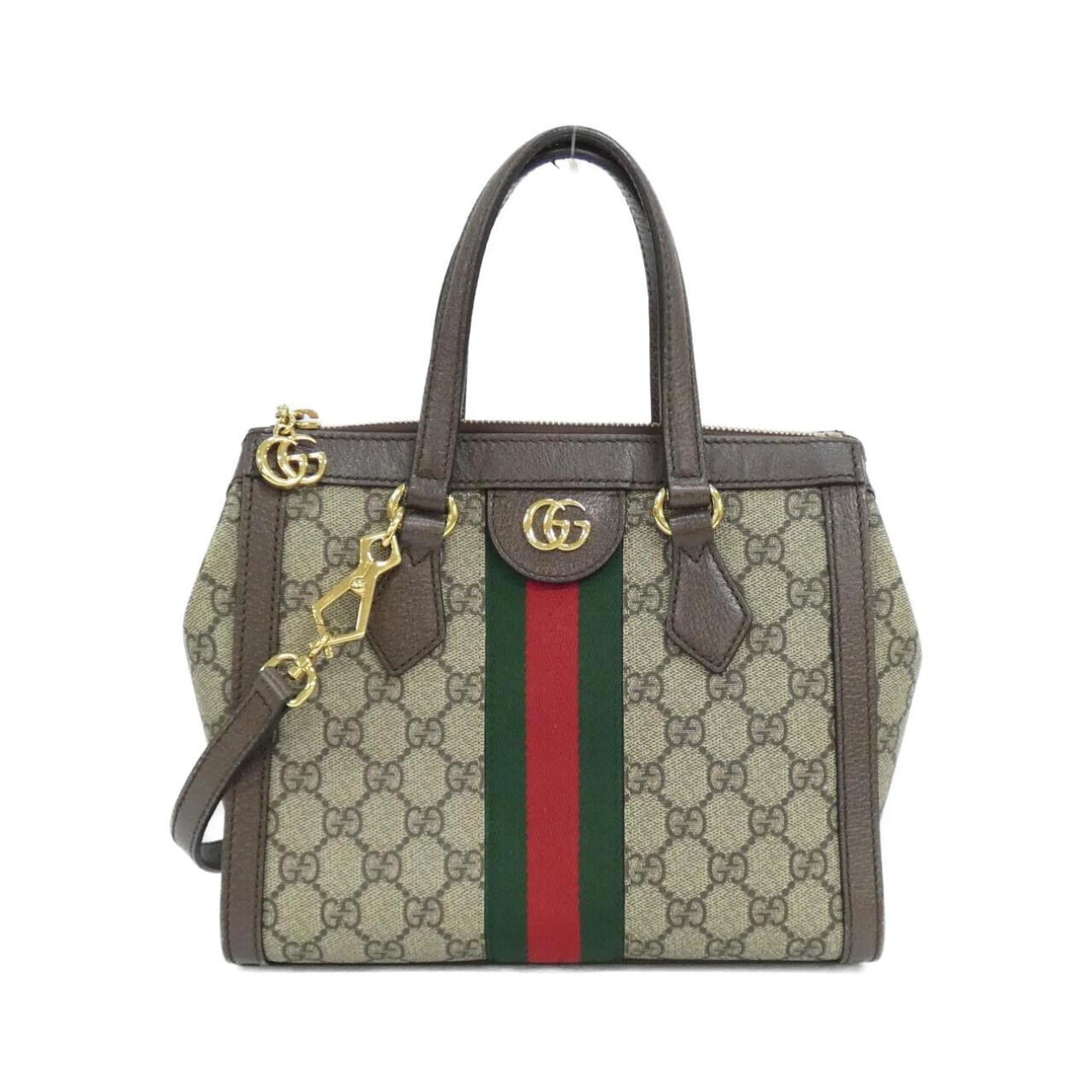 Gucci Beige Brown Gg Supreme Canvas Leather Handbag