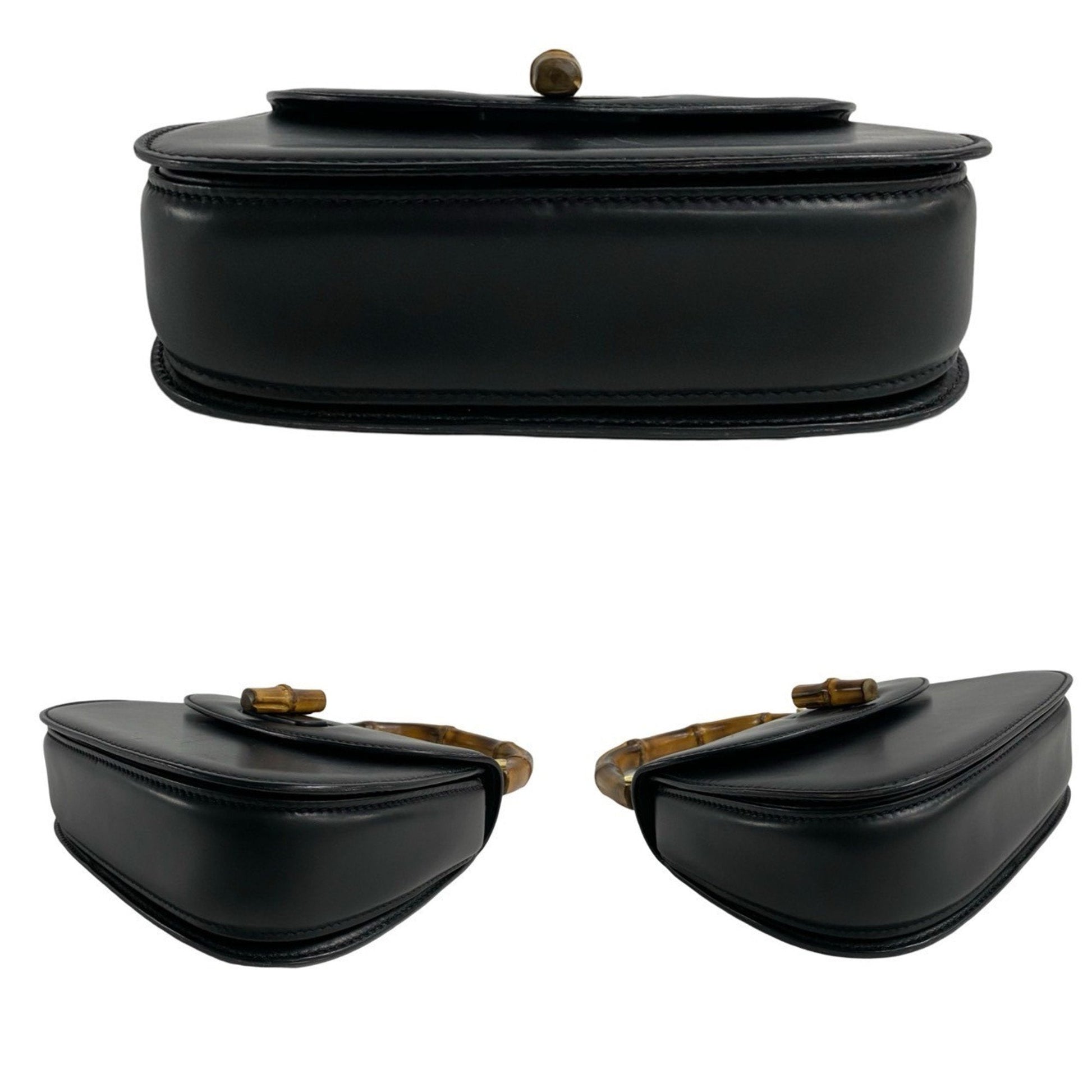 Gucci Black Bamboo Leather Handbag Tote Bag