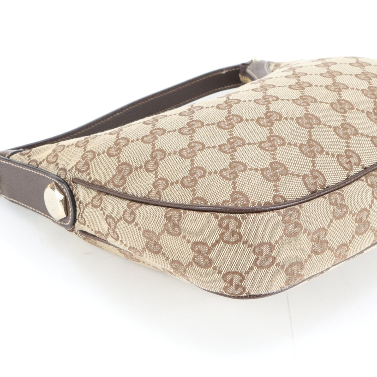 Gucci Brown Leather Canvas Shoulder Bag