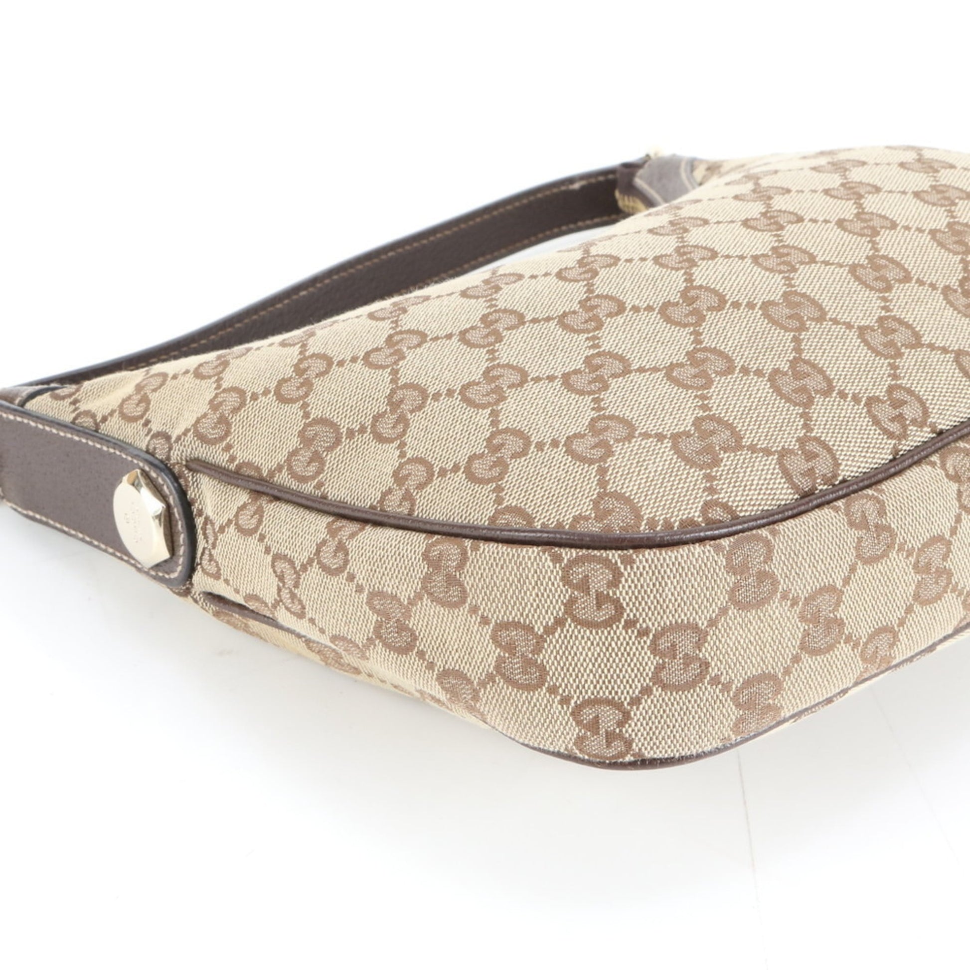 Gucci Brown Leather Canvas Shoulder Bag