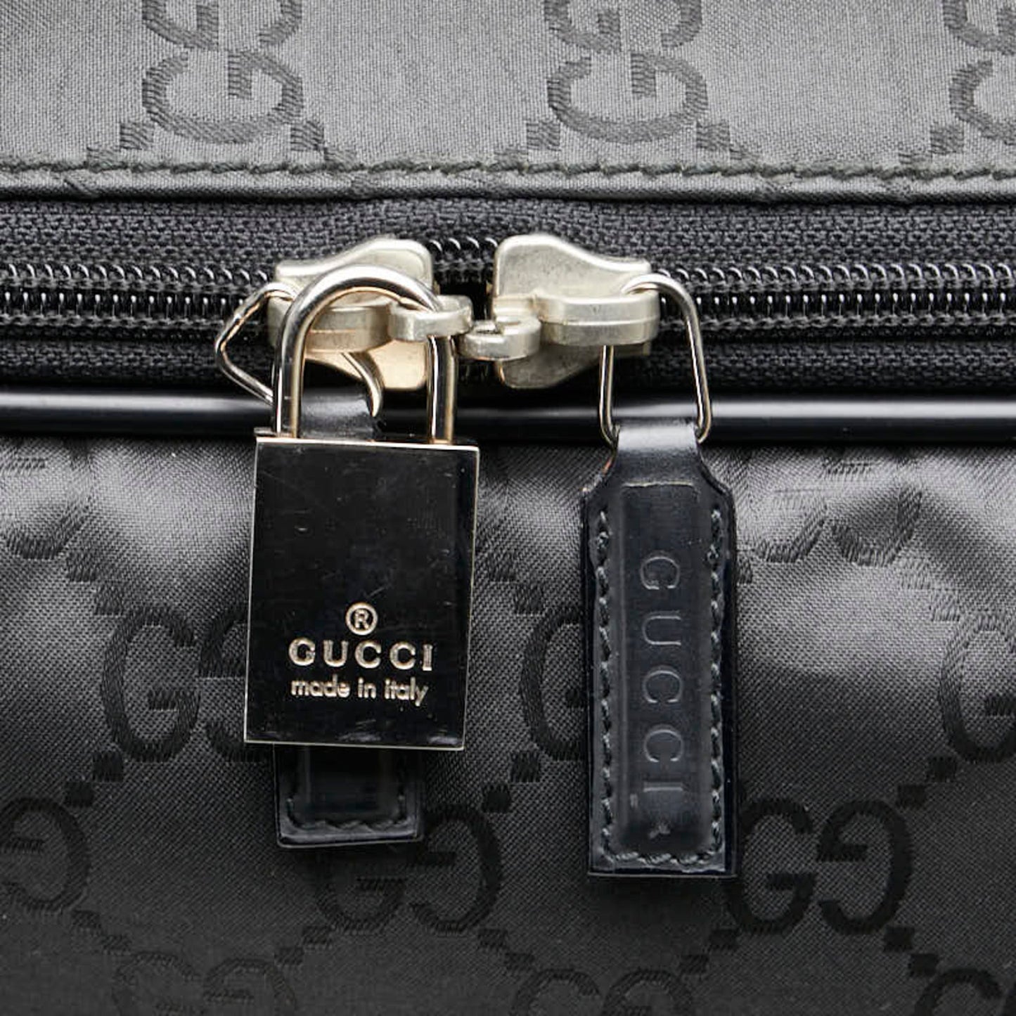 Gucci Black Nylon Leather Boston Bag