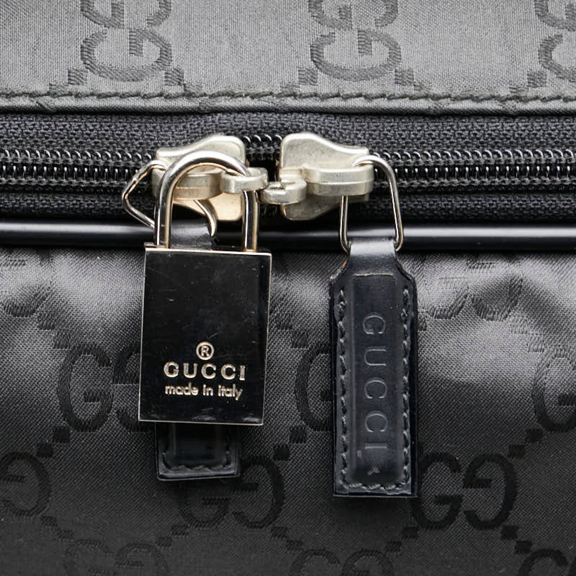 Gucci Black Nylon Leather Boston Bag