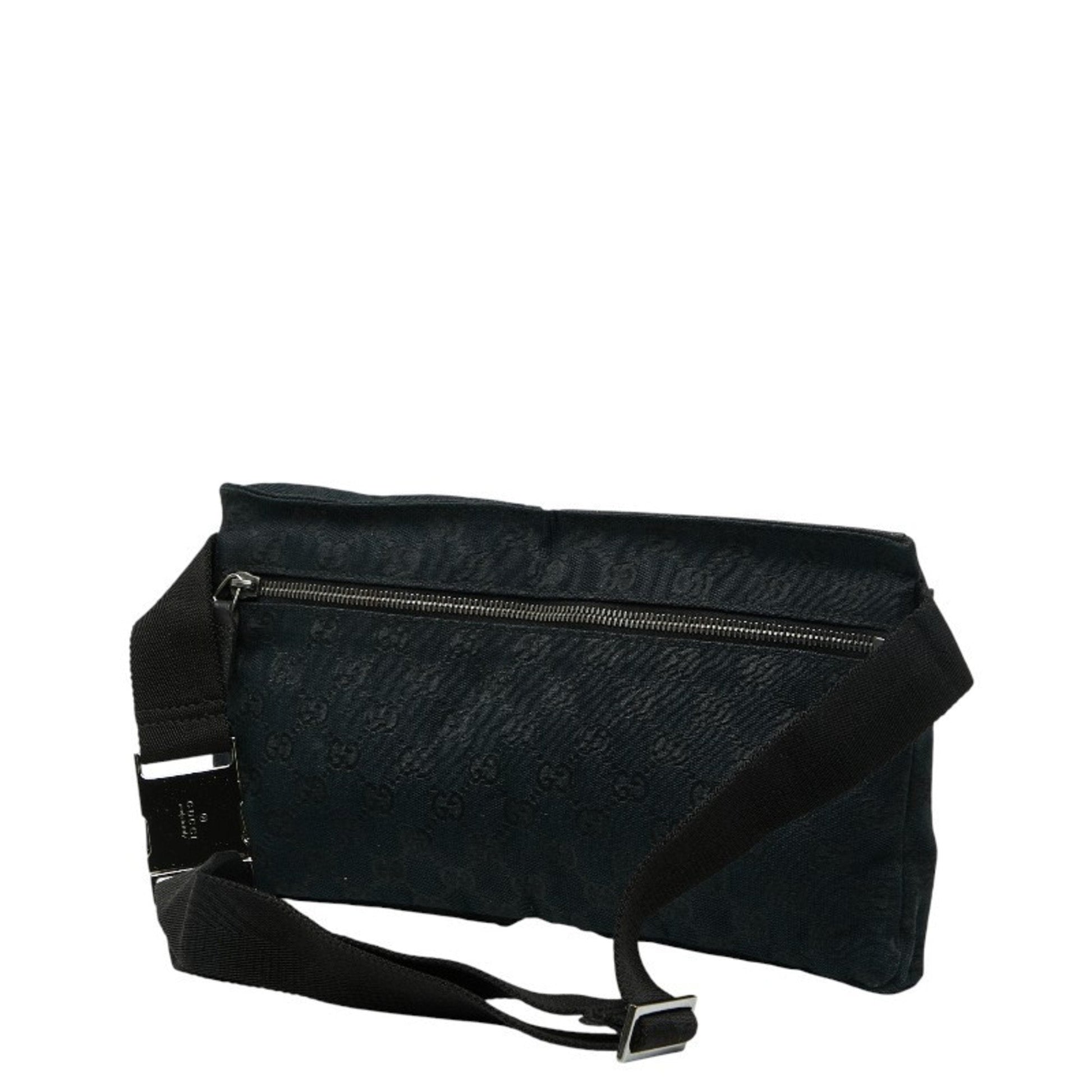 Gucci Black Canvas Leather Fanny Pack Shoulder Bag