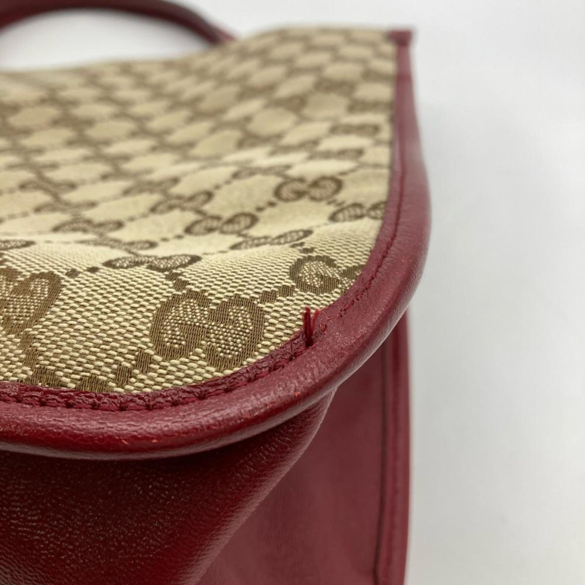 Gucci Beige Gg Canvas Leather Tote Bag