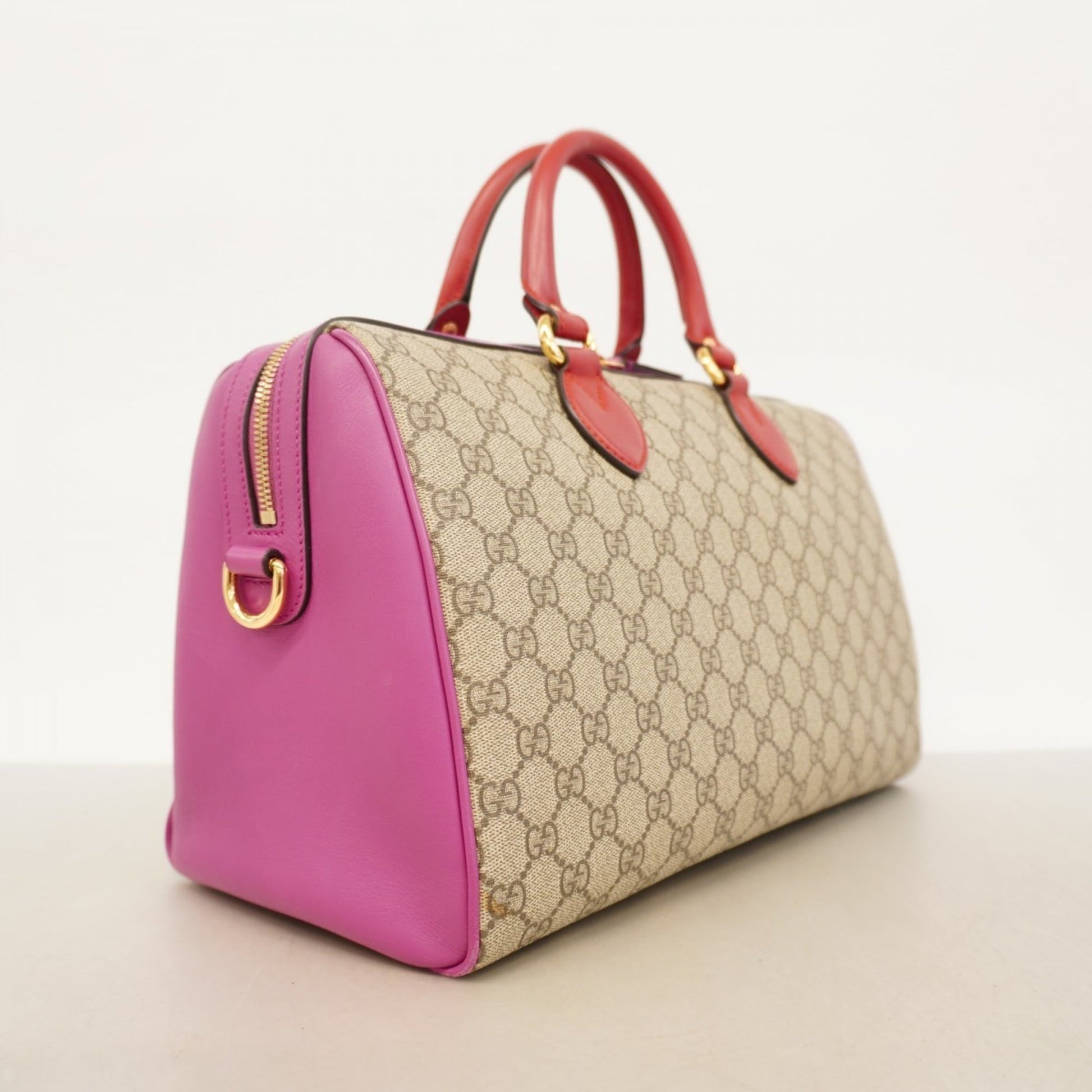 Gucci Brown Pink Red Color Pvc Handbag