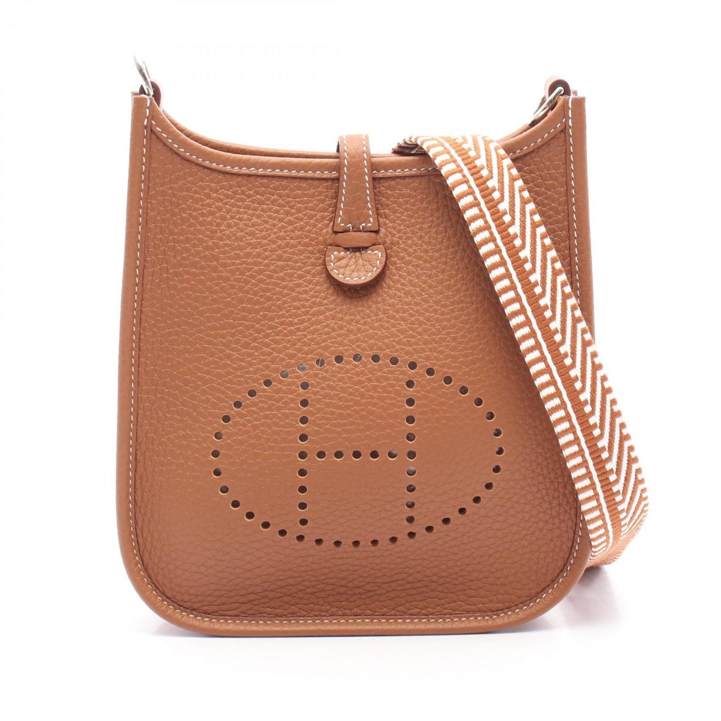 Hermes Evelyne Taurillon Clemence Shoulder Bag Leather Brown Gold