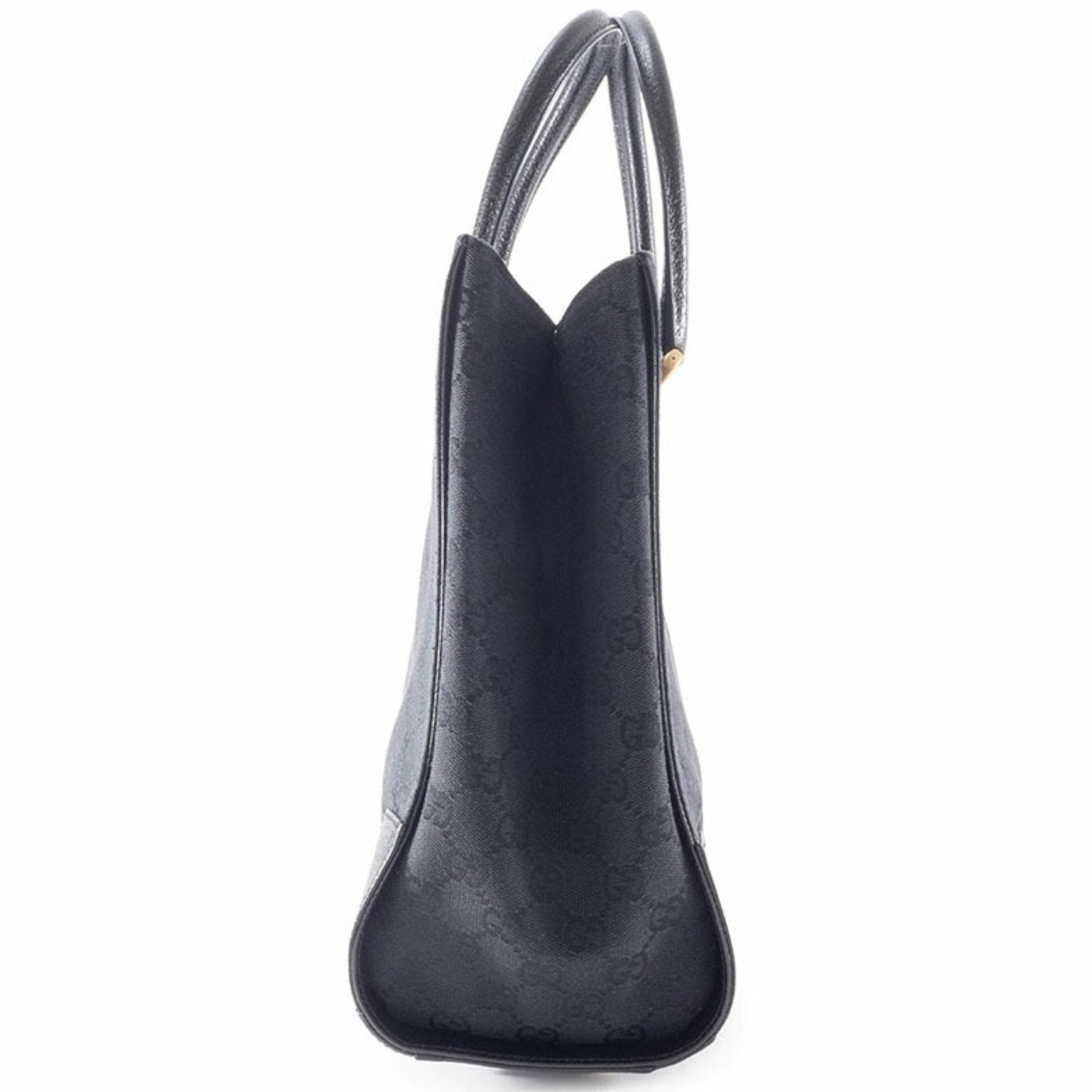Gucci Gg Canvas Black Gg Canvas Leather Tote Bag