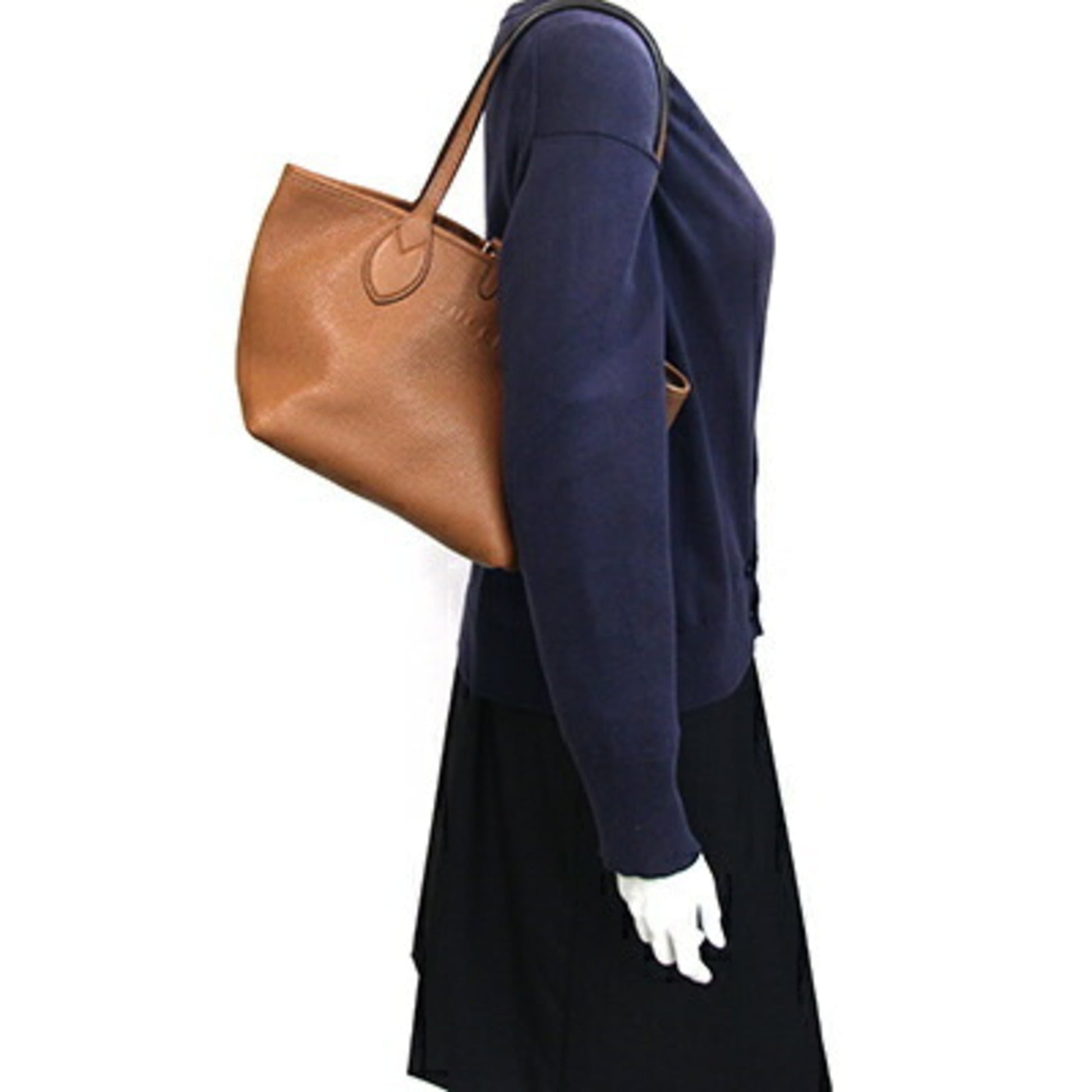Gucci Brown Gg Canvas Leather Tote Bag
