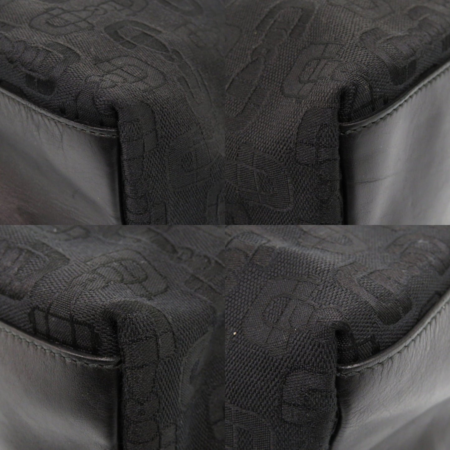 Gucci Black Canvas Leather Tote Bag