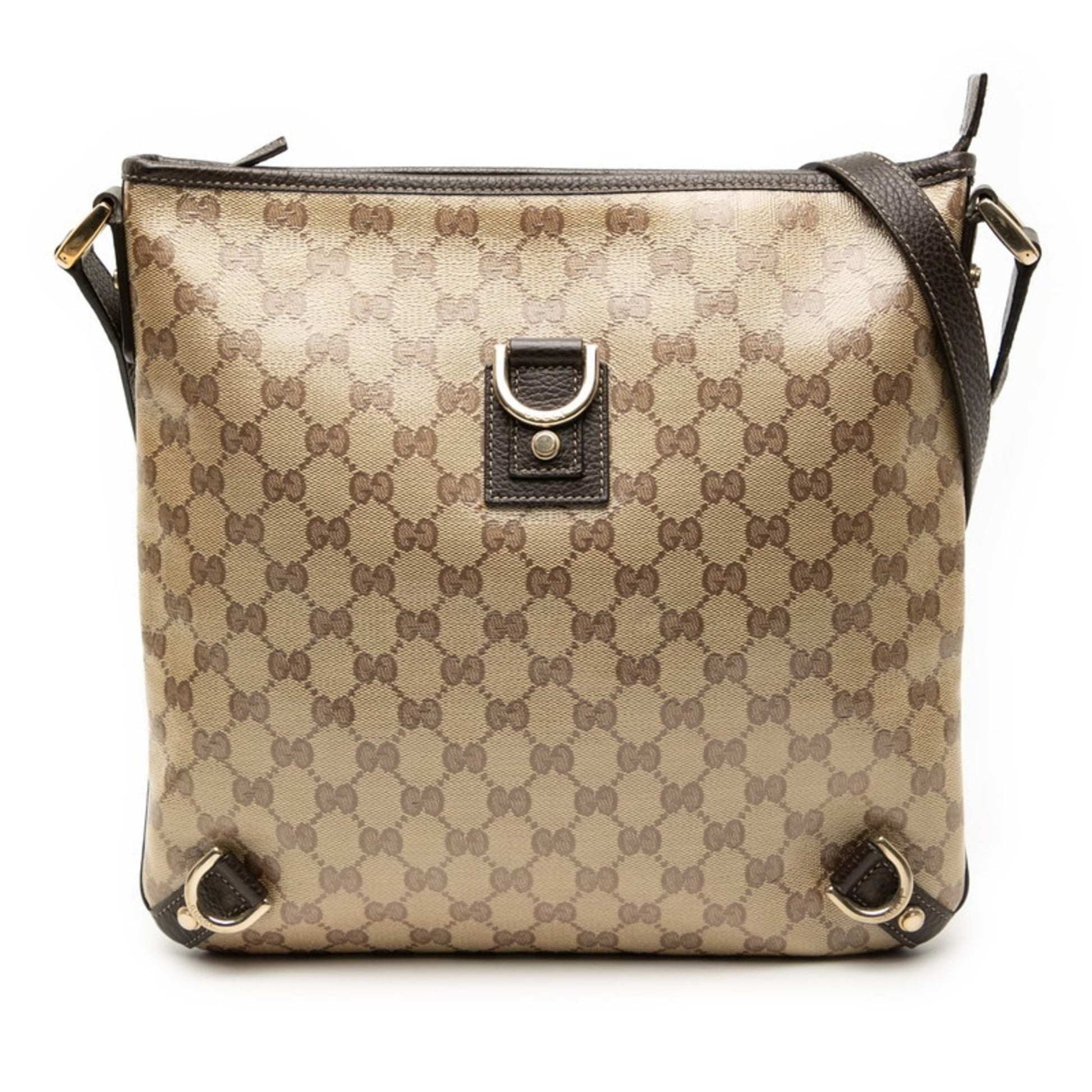 Gucci Beige Brown Pvc Leather Shoulder Bag
