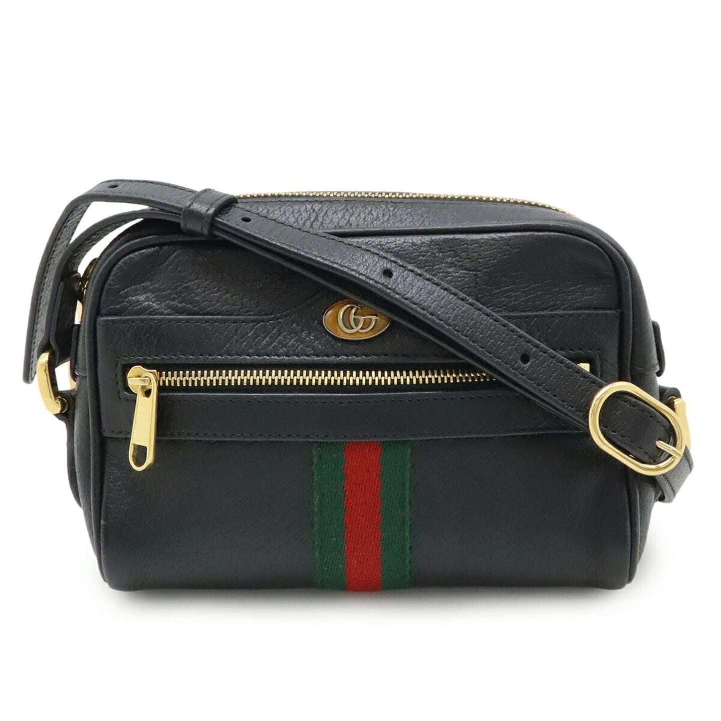 Gucci Black Green Red Color Leather Pochette Shoulder Bag