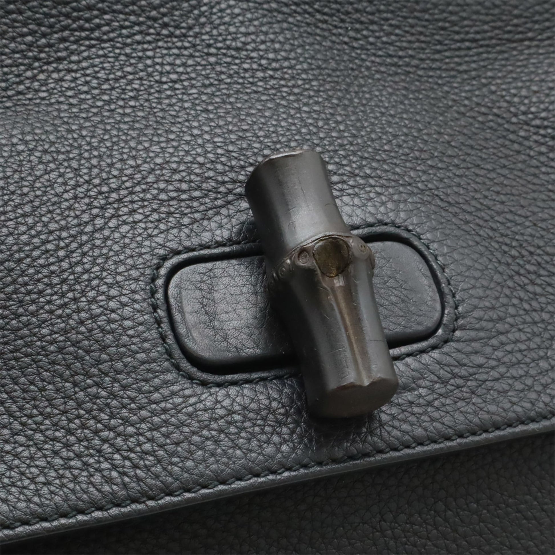 Gucci Black Bamboo Leather Handbag Shoulder Bag