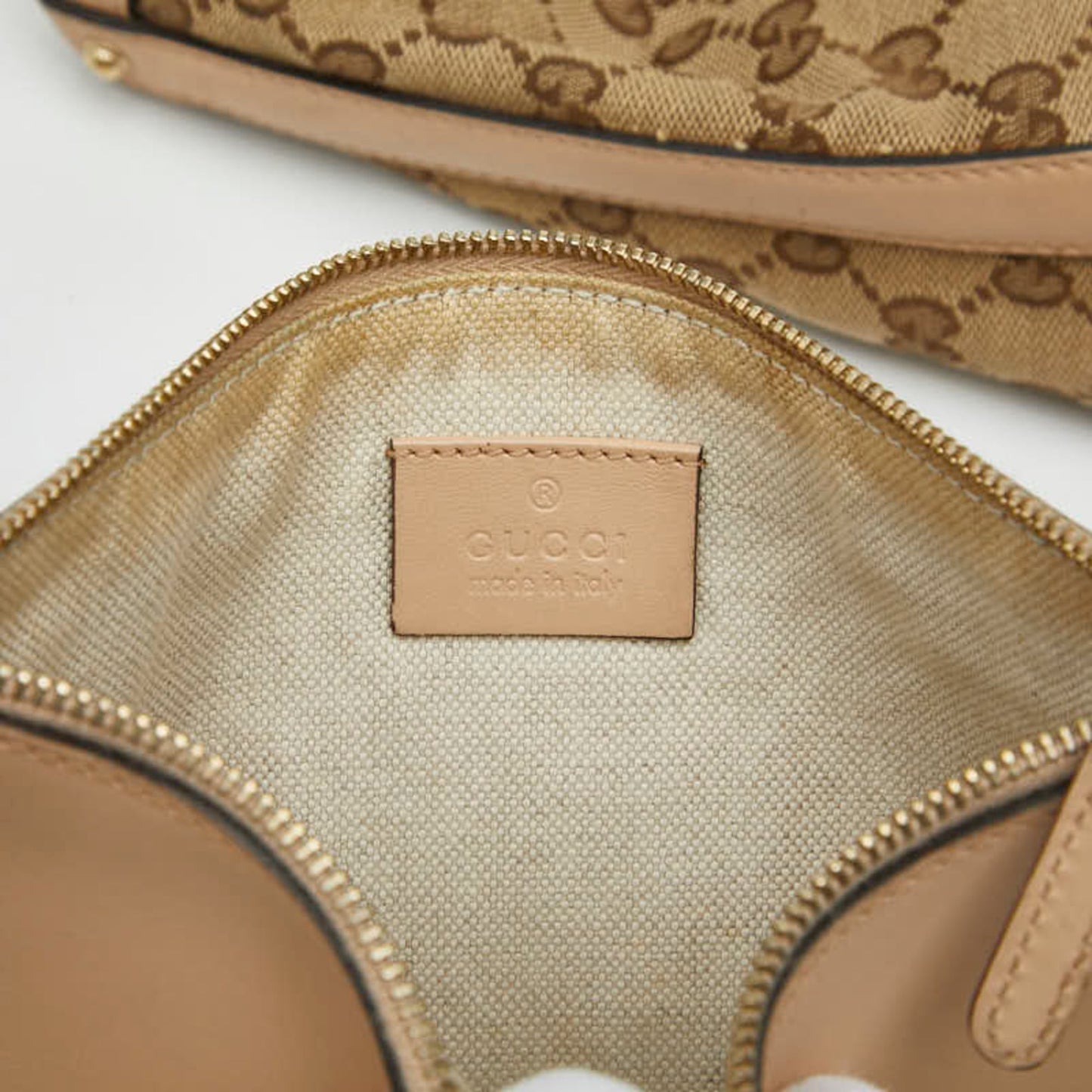 Gucci Gg Canvas Beige Brown Gg Canvas Leather Tote Bag