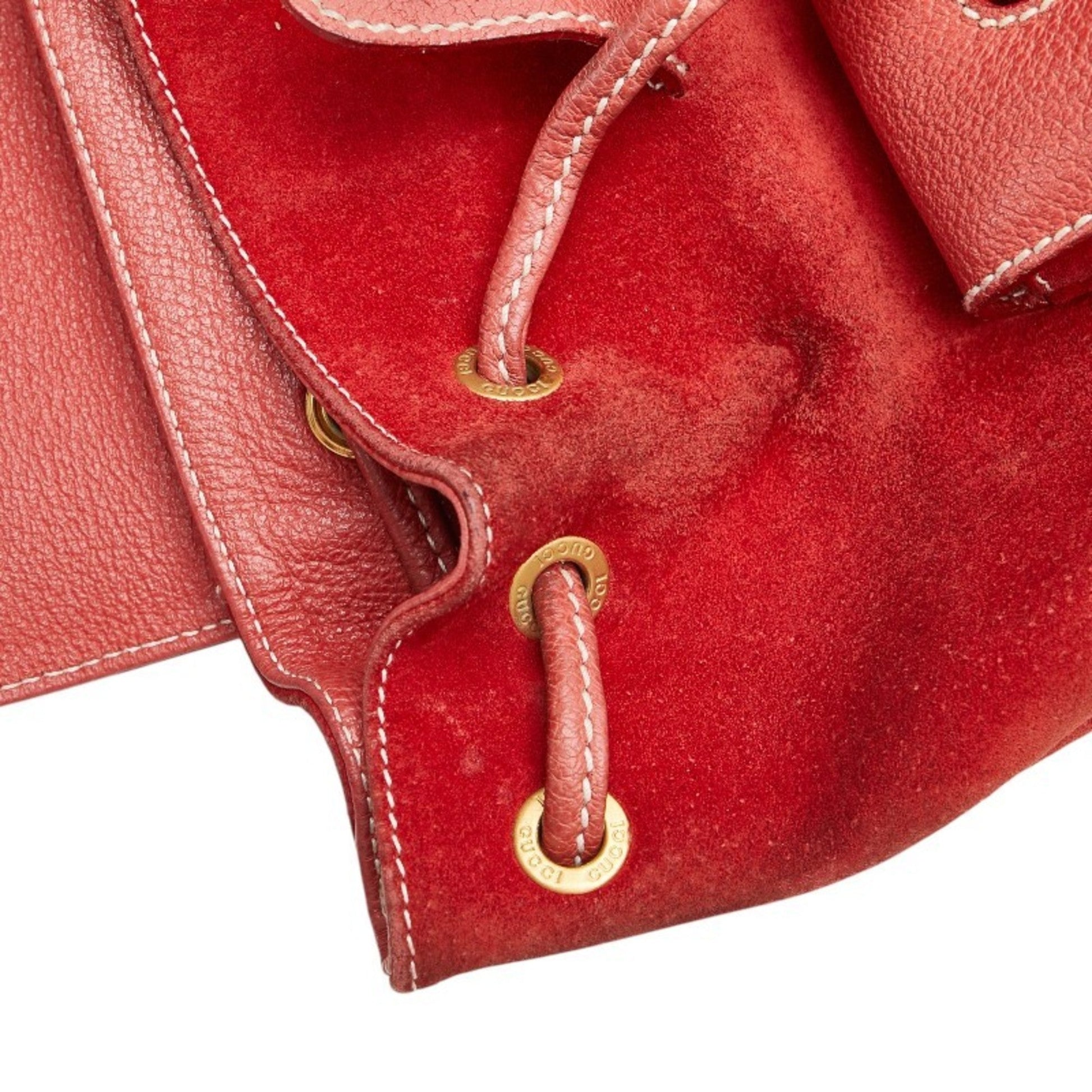 Gucci Bamboo Red Color Suede Leather Backpack