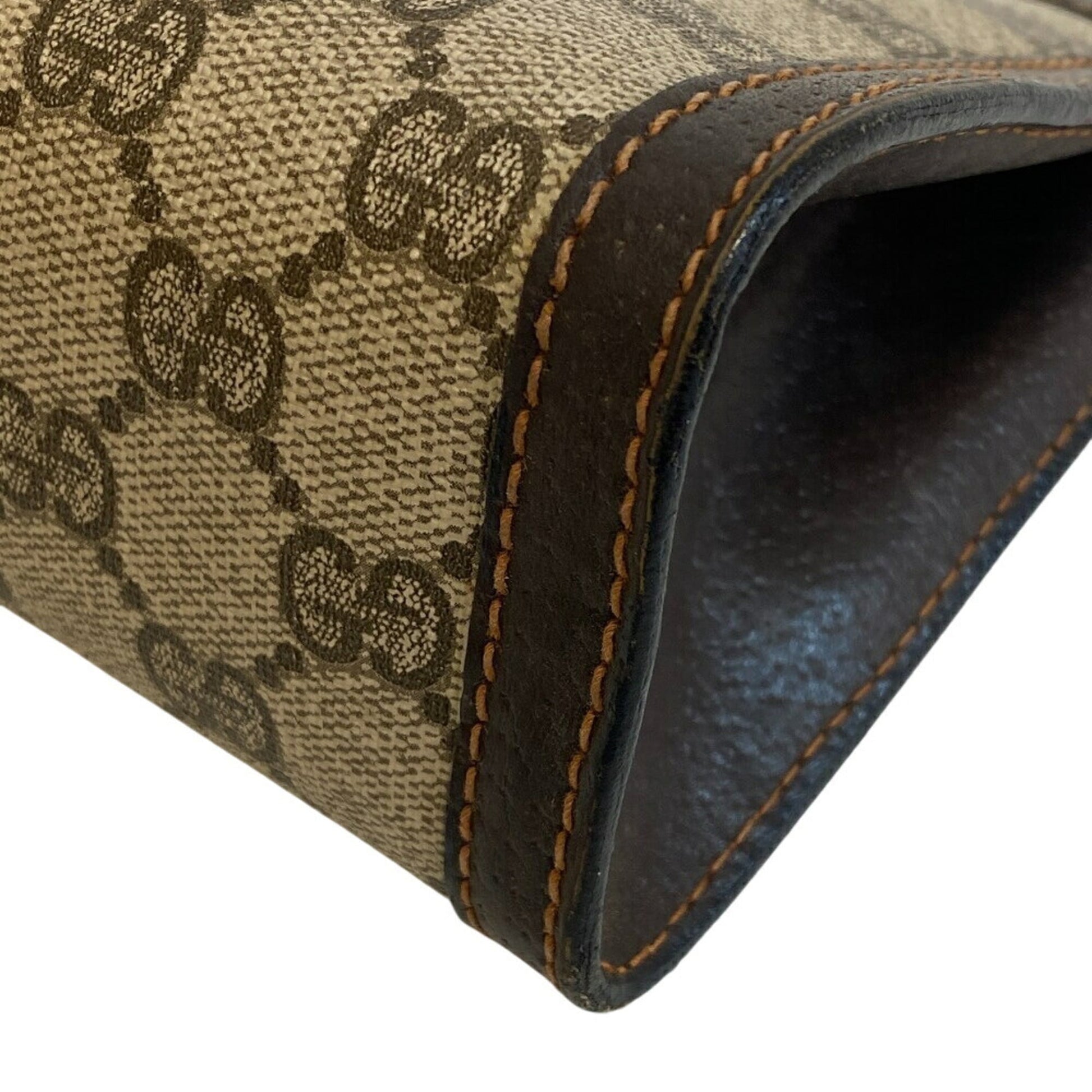 Gucci Brown Pvc Coated Canvas Clutch Bag