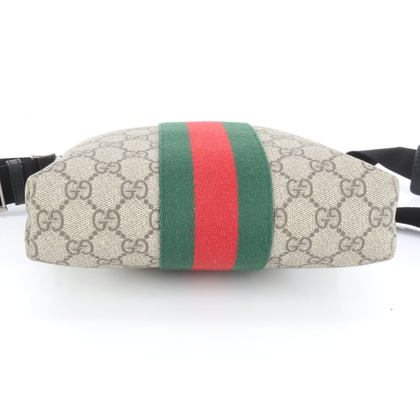 Gucci Black Brown Leather Coated Canvas Shoulder Bag
