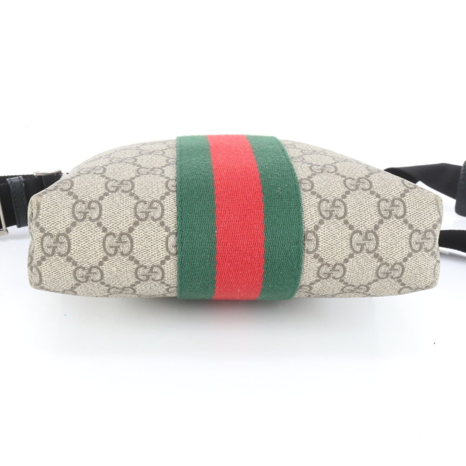 Gucci Black Brown Leather Coated Canvas Shoulder Bag