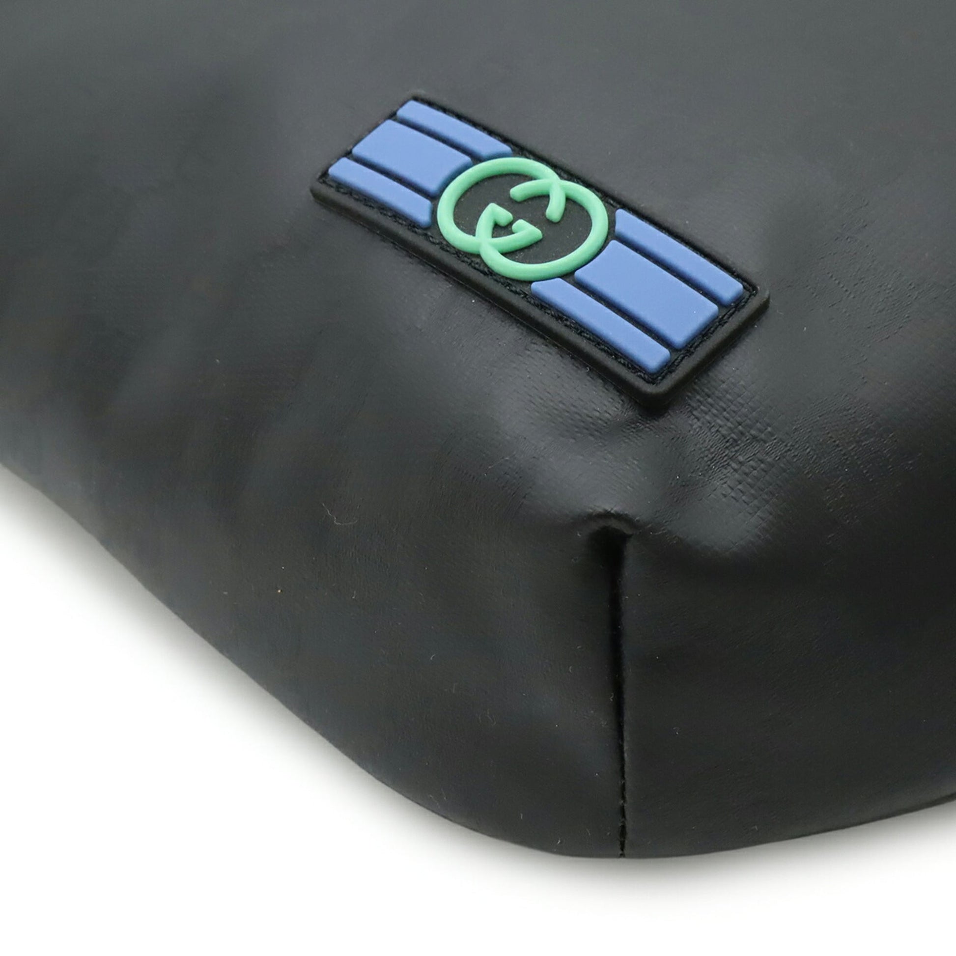 Gucci Black Blue Green Vinyl Leather Fanny Pack