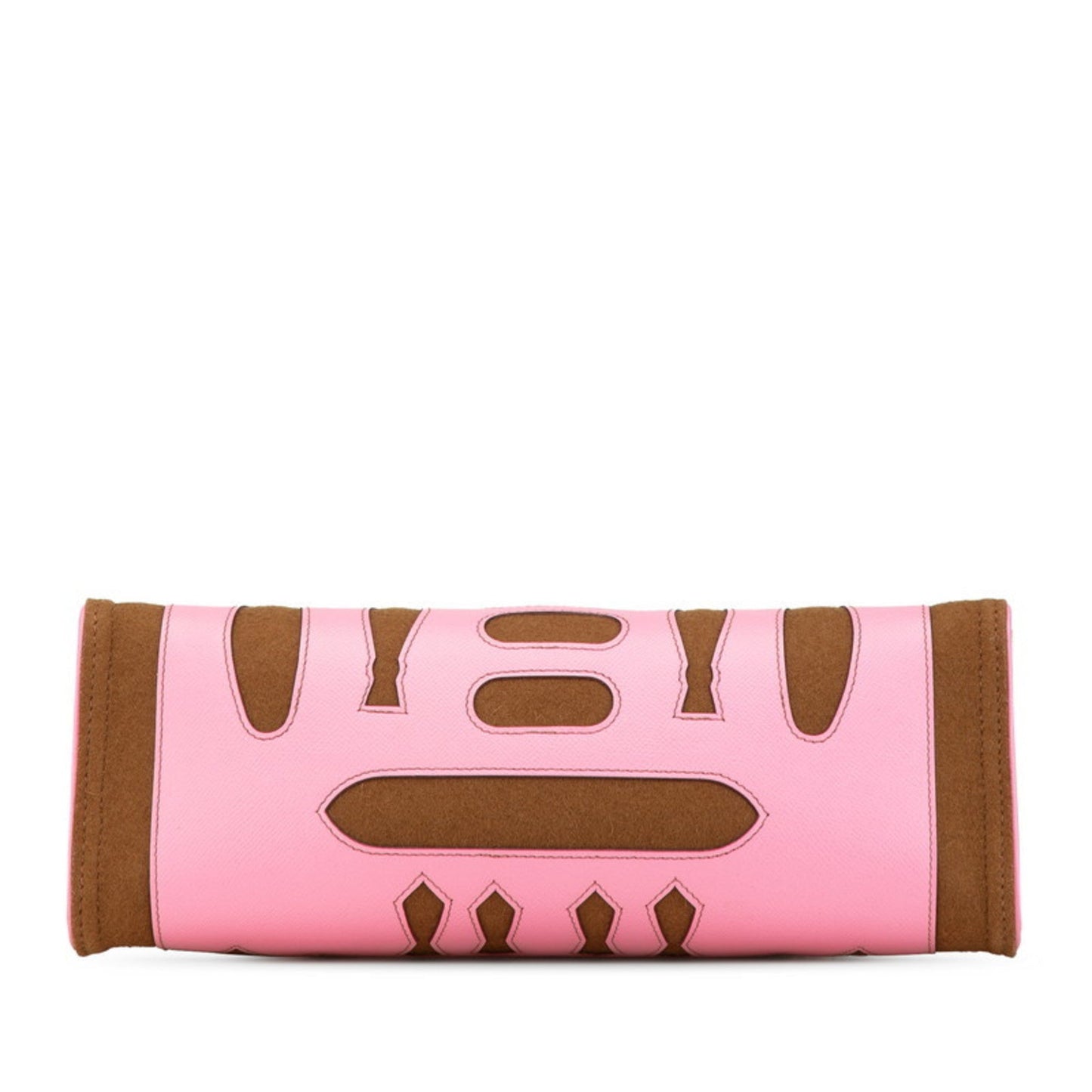 Hermes Felt Epsom Handbag Tote Bag Leather Brown Pink