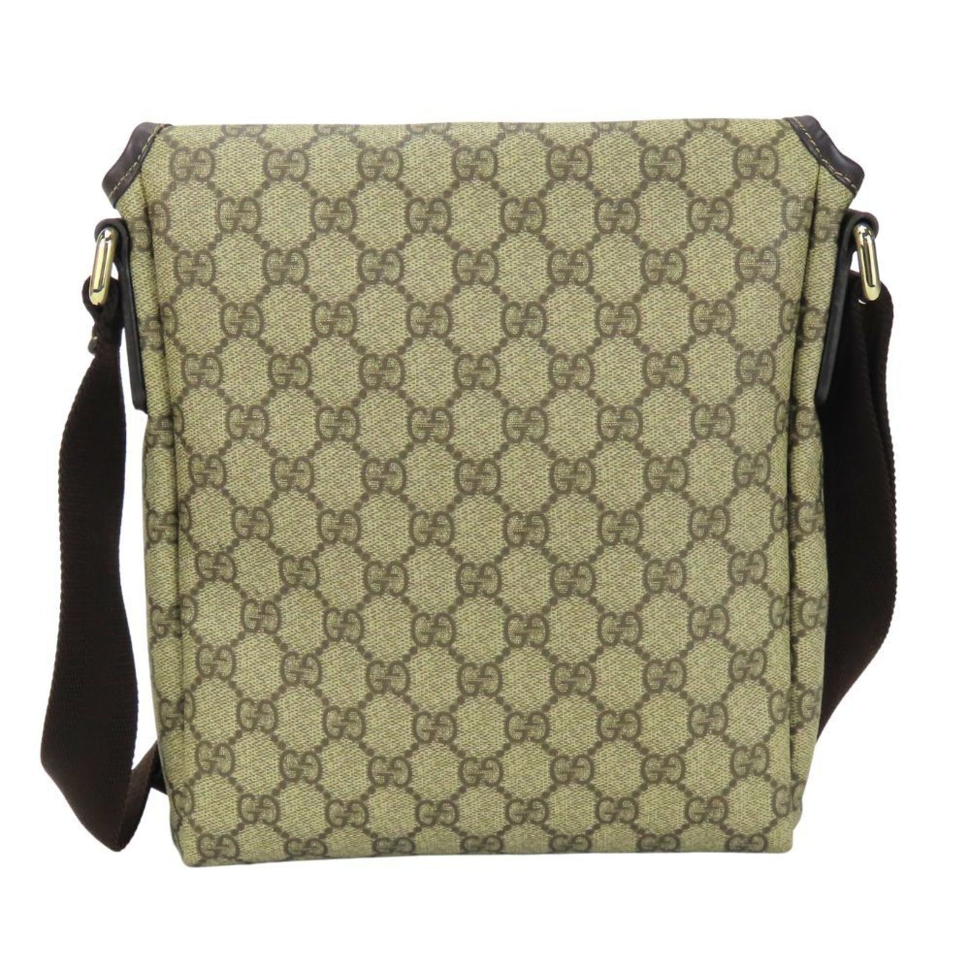 Gucci Beige Dark Brown Gg Supreme Leather Shoulder Bag