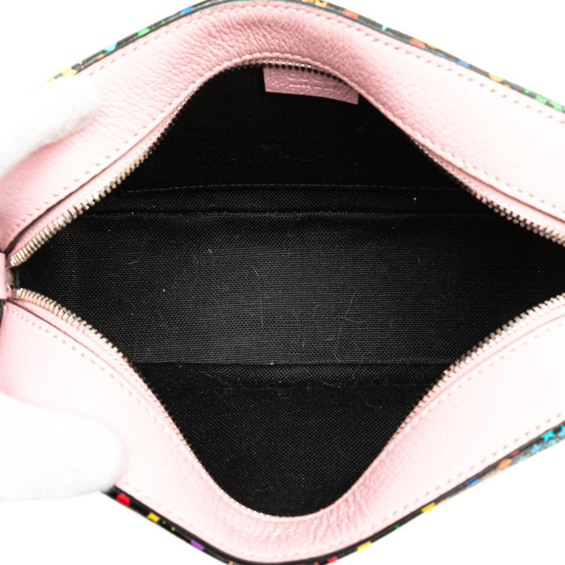 Gucci Black Multi-Color Pink Pvc Leather Shoulder Bag