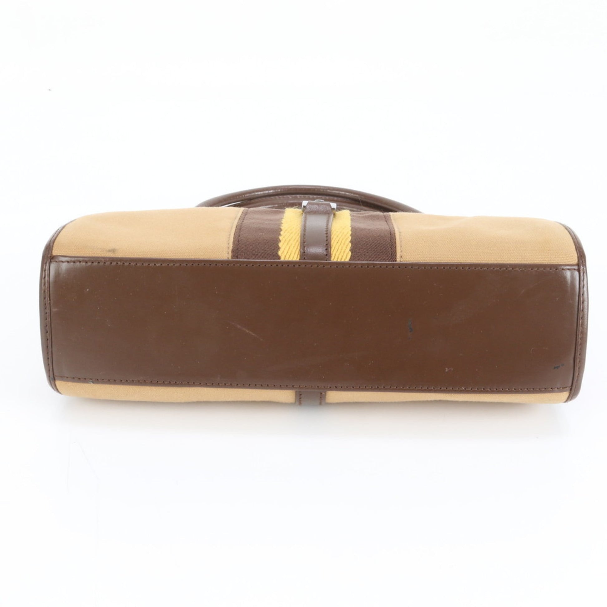 Gucci Brown Leather Canvas Shoulder Bag