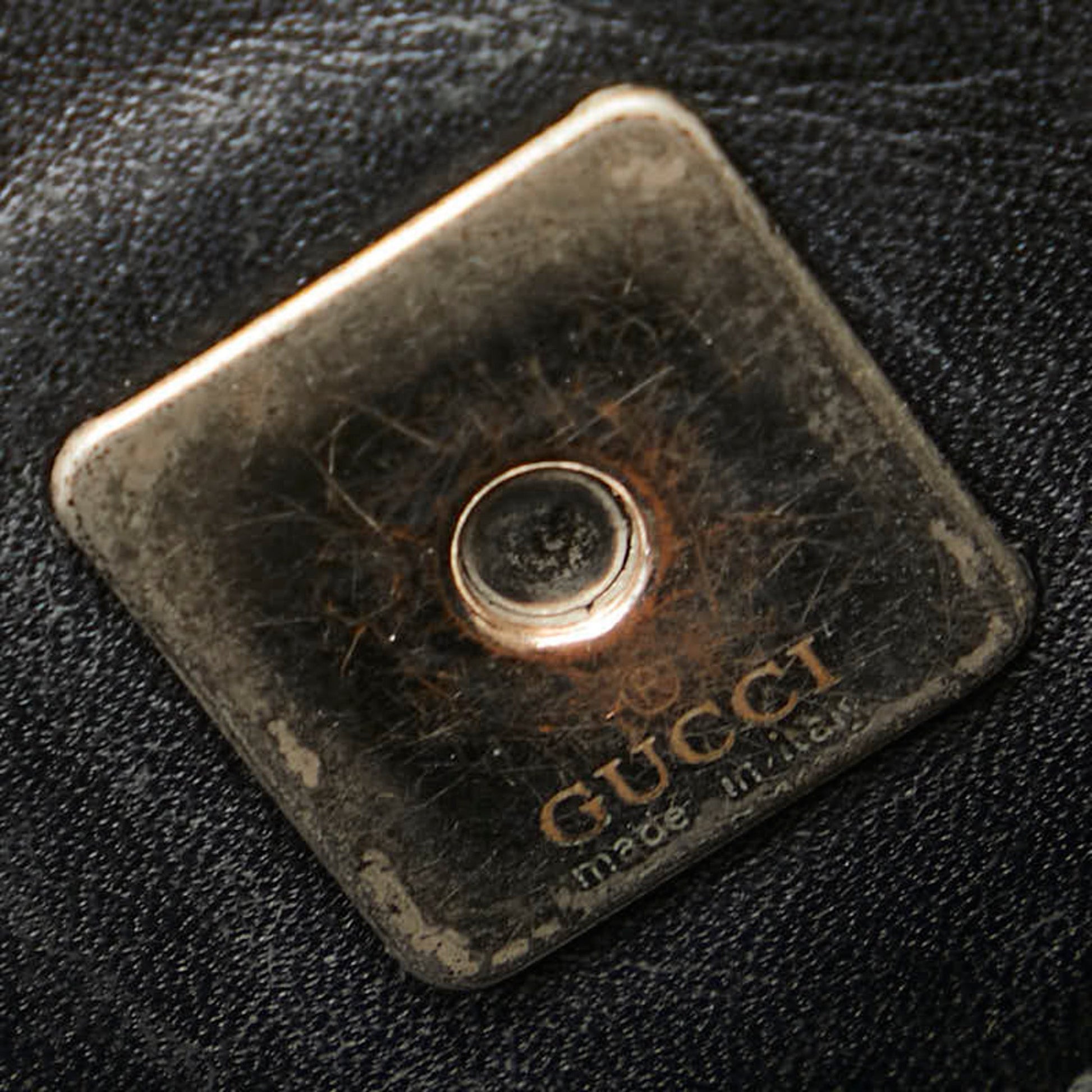Gucci Black Canvas Leather Handbag Shoulder Bag