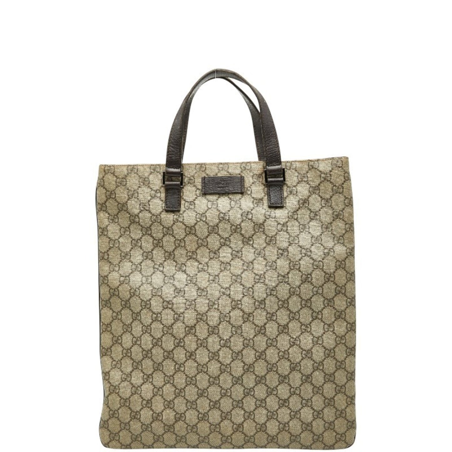 Gucci Beige Brown Pvc Leather Handbag Tote Bag