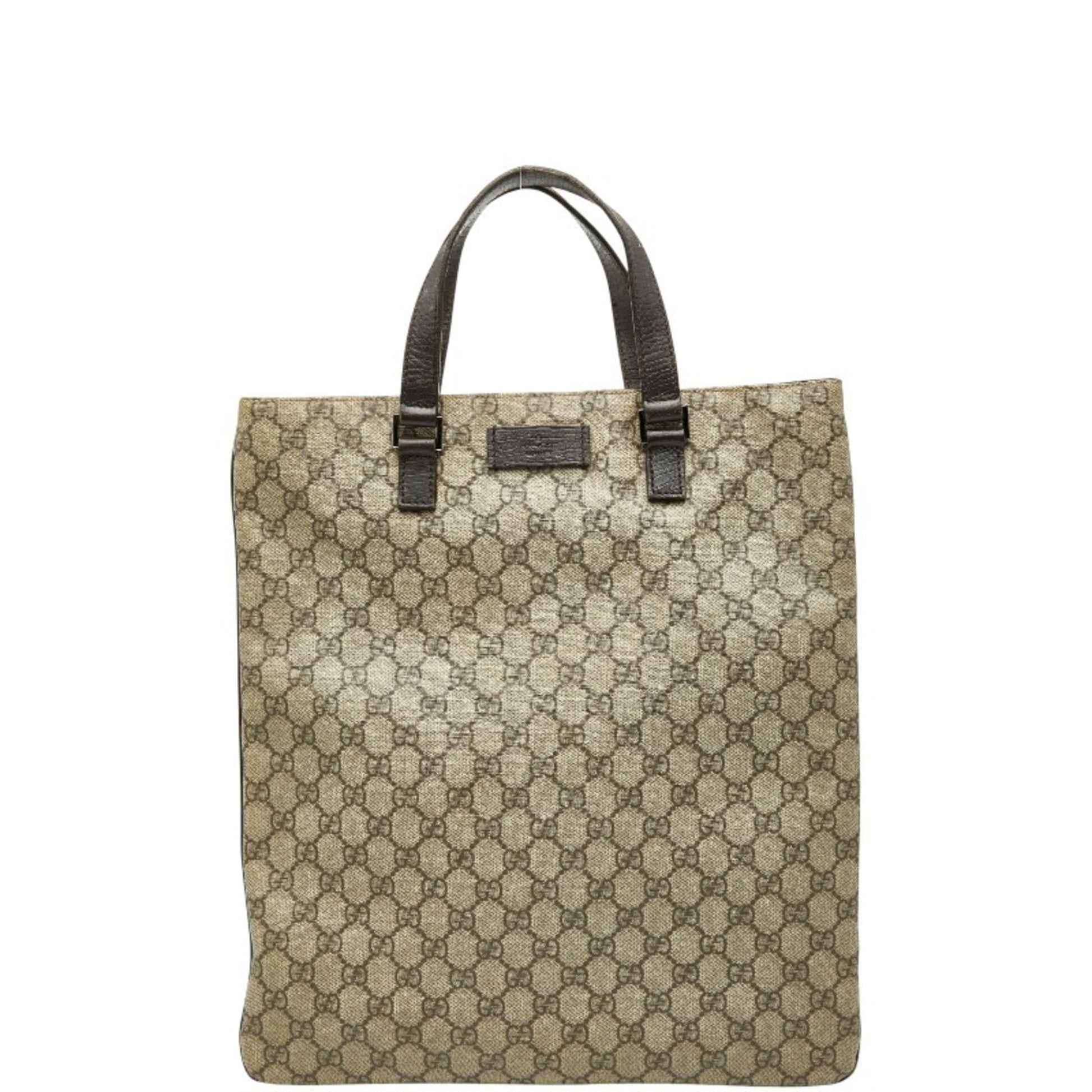 Gucci Beige Brown Pvc Leather Handbag Tote Bag
