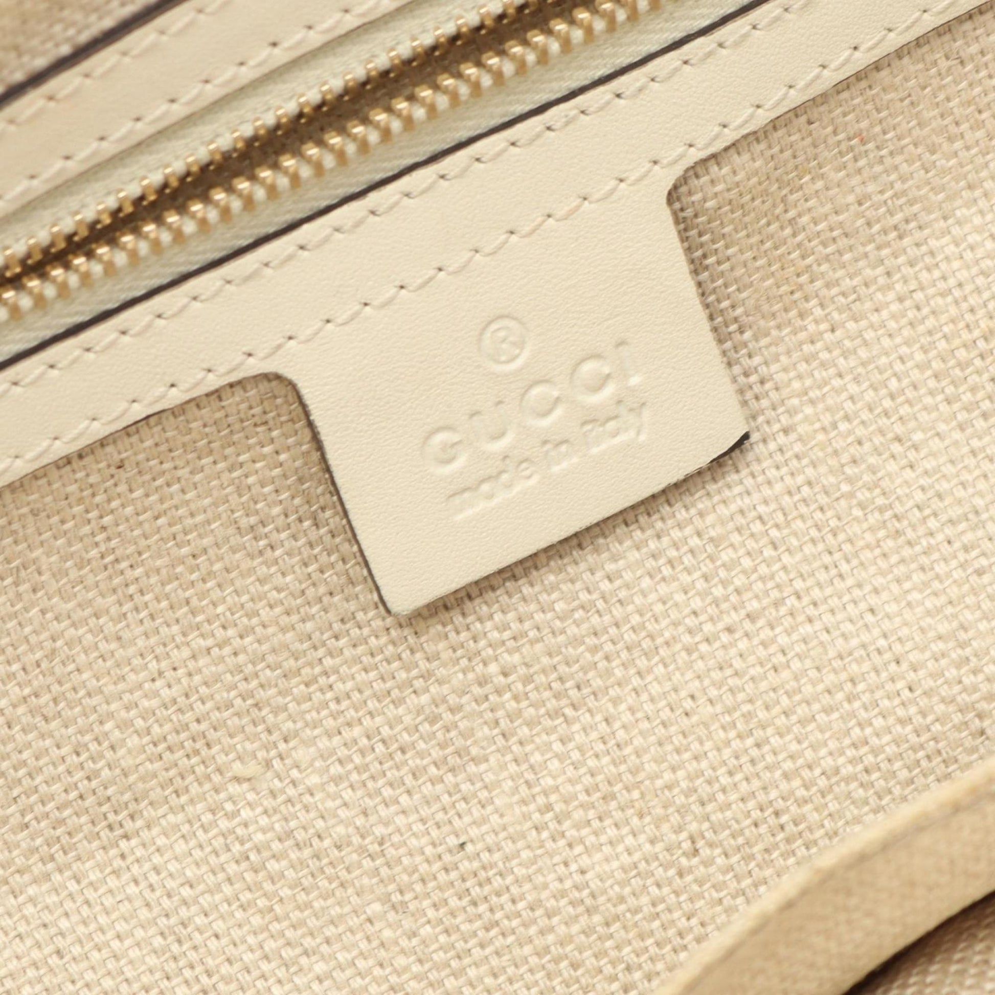 Gucci Beige Canvas Leather Tote Bag
