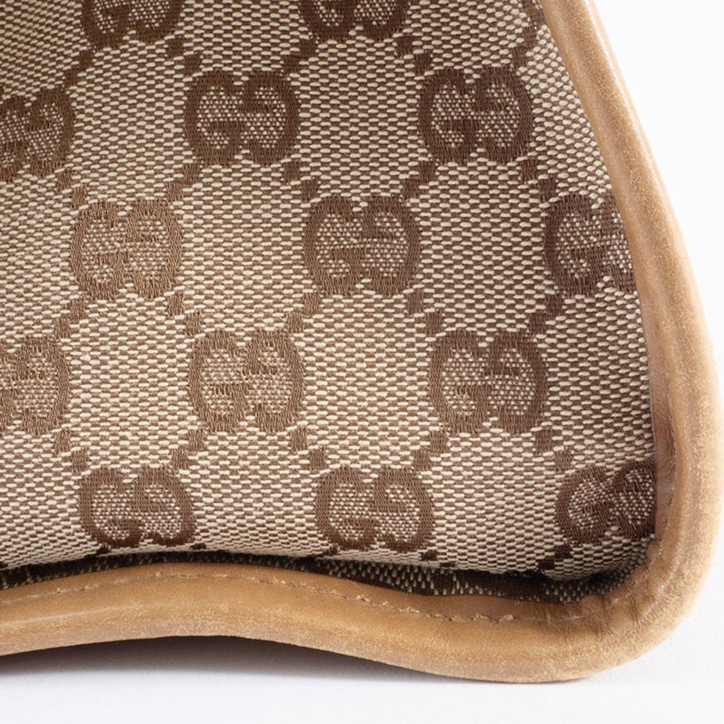 Gucci Gg Canvas Beige Brown Gg Canvas Leather Shoulder Bag