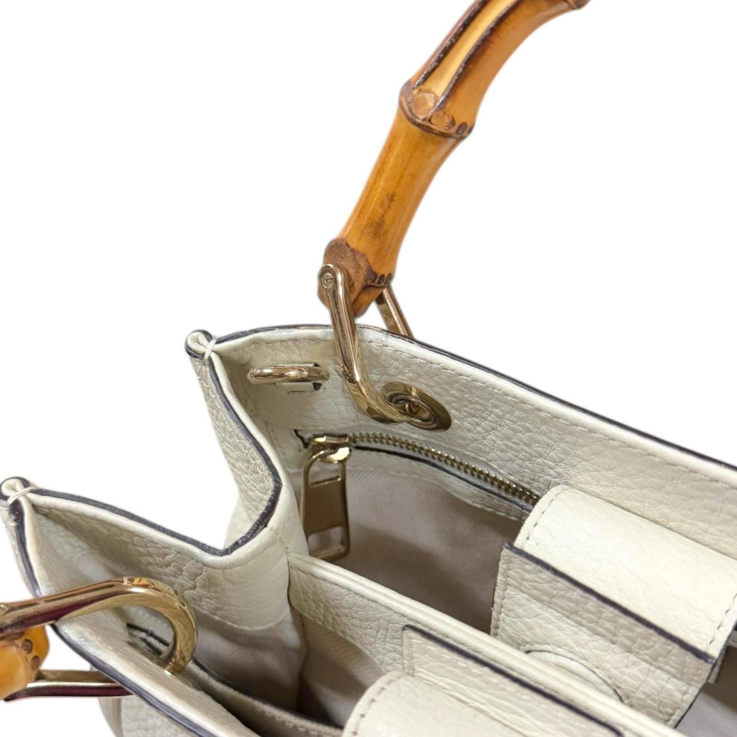 Gucci Ivory White Bamboo Shoulder Bag