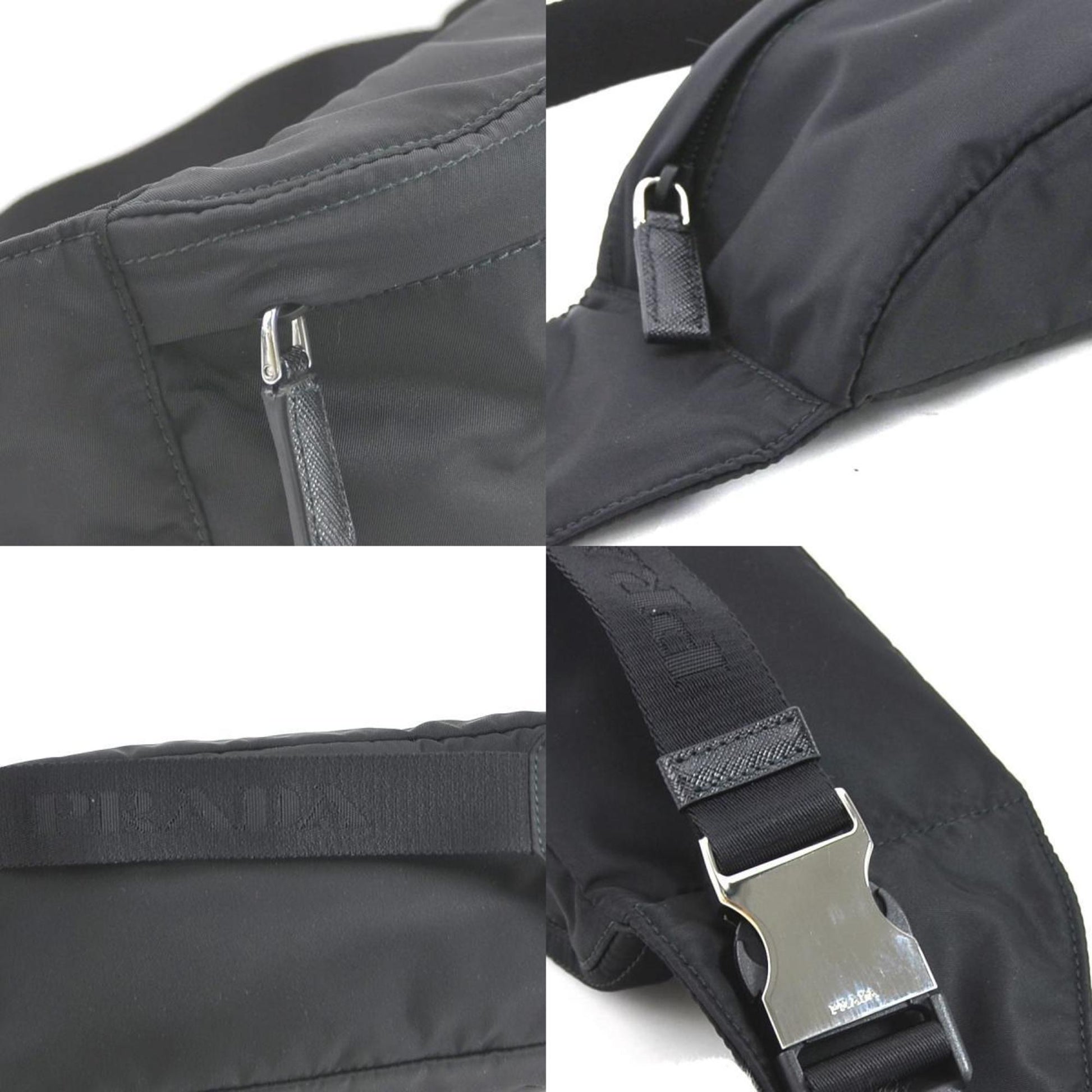 Prada Waist Bag Body Unisex Nylon Black Travel Bag