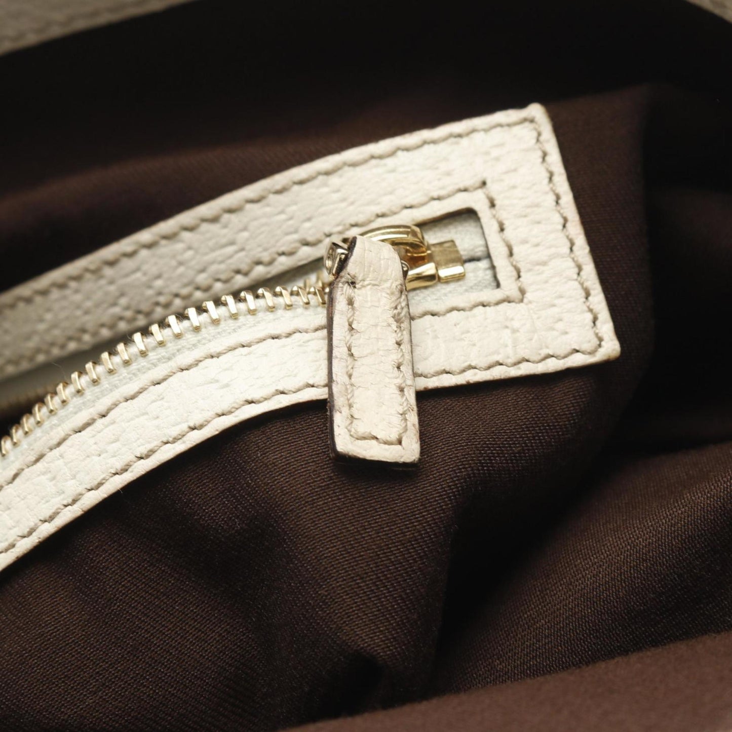Gucci Beige White Canvas Leather Tote Bag