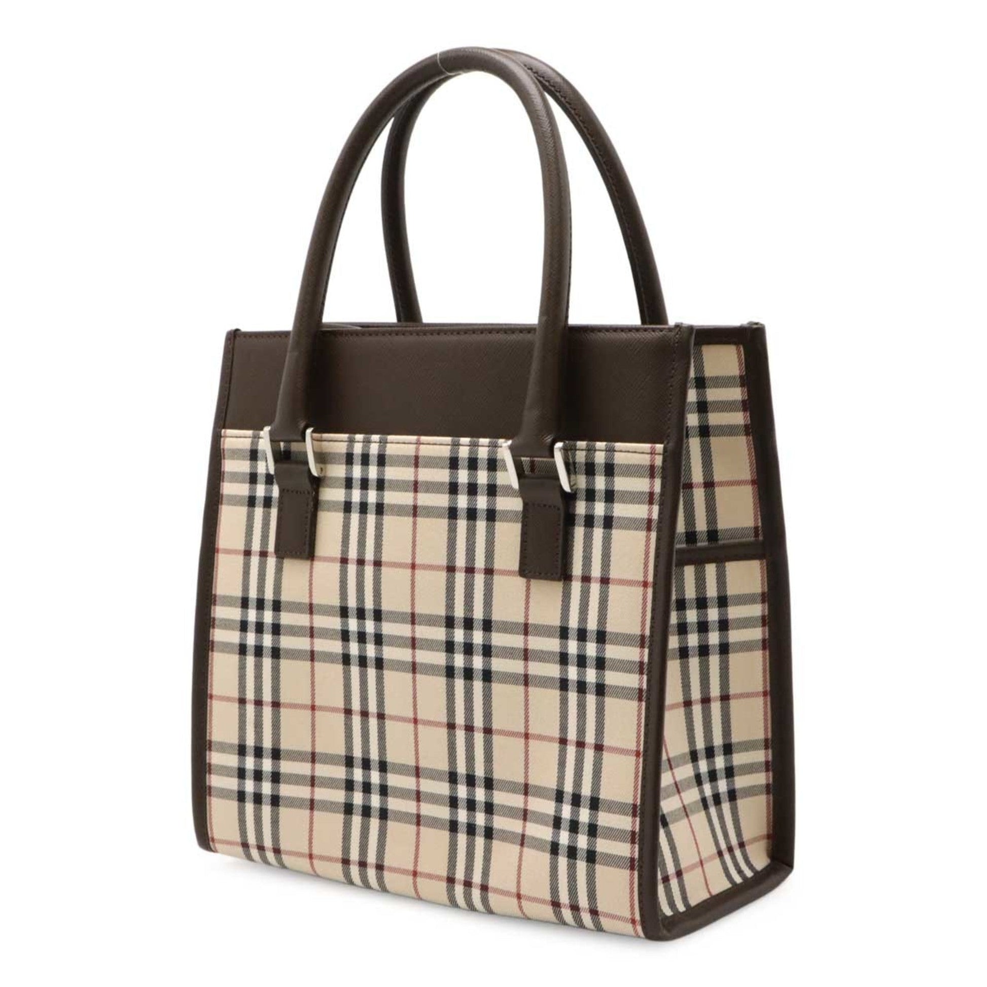 Burberry Bordeaux Dark Handbag Tote Bag Leather Canvas Black Handbag Tote Bag