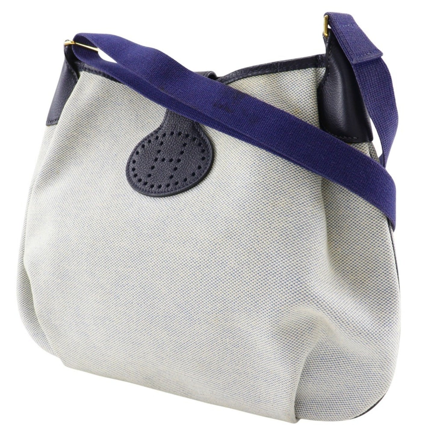 Hermes Toile Shoulder Bag Gray Navy