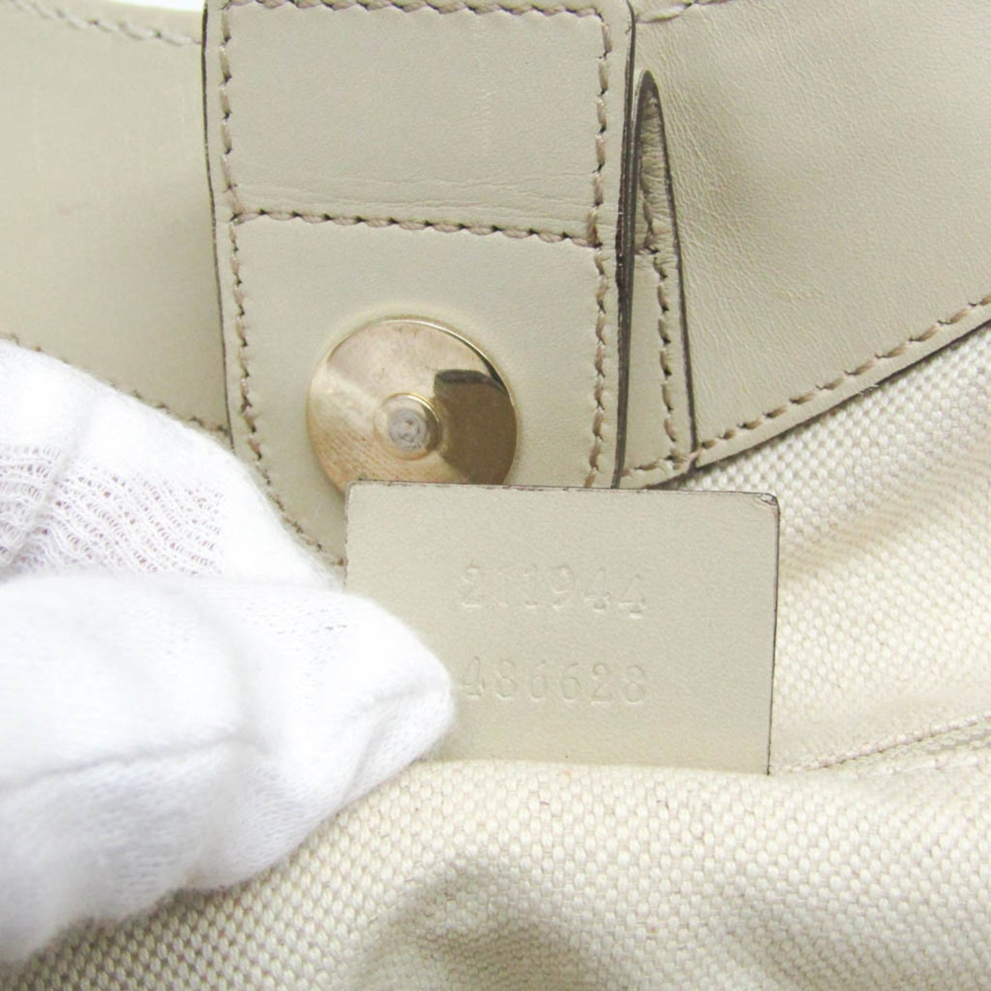 Gucci Beige Brown Cream Leather Canvas Handbag