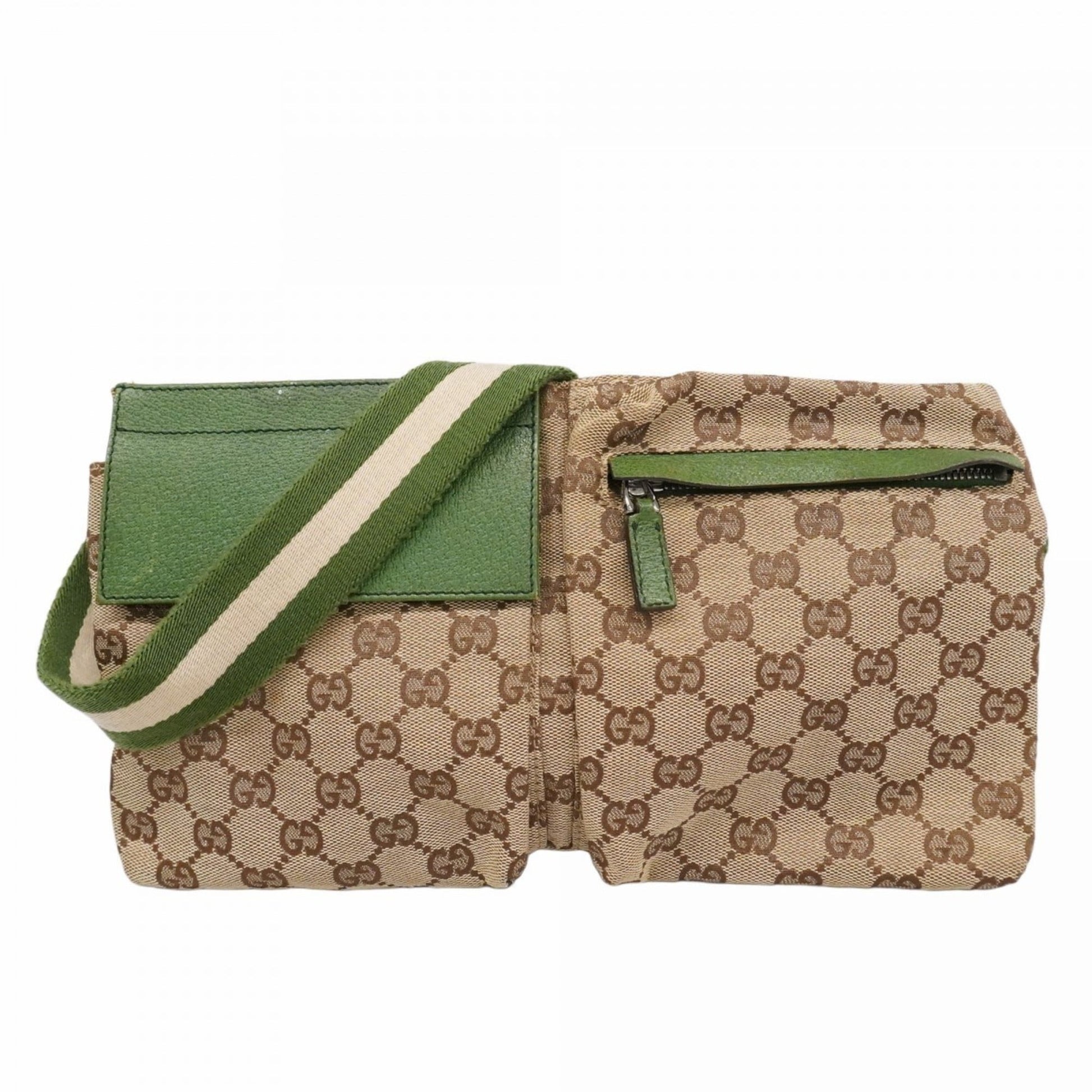 Gucci Brown Green Canvas Fanny Pack