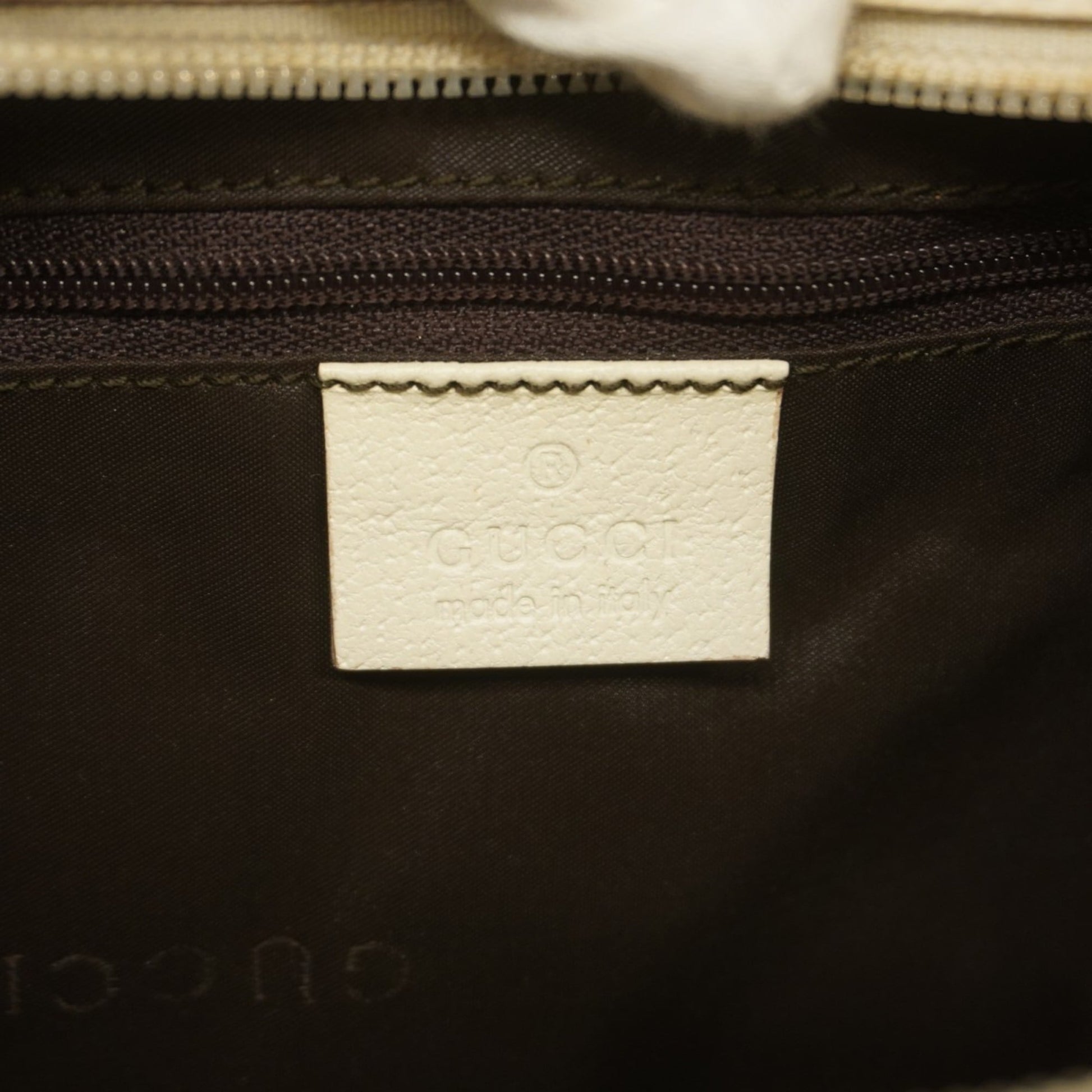 Gucci Beige White Canvas Shoulder Bag