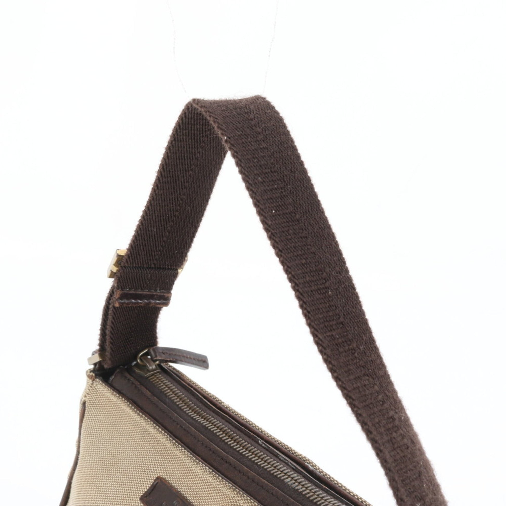 Gucci Beige Leather Canvas Handbag