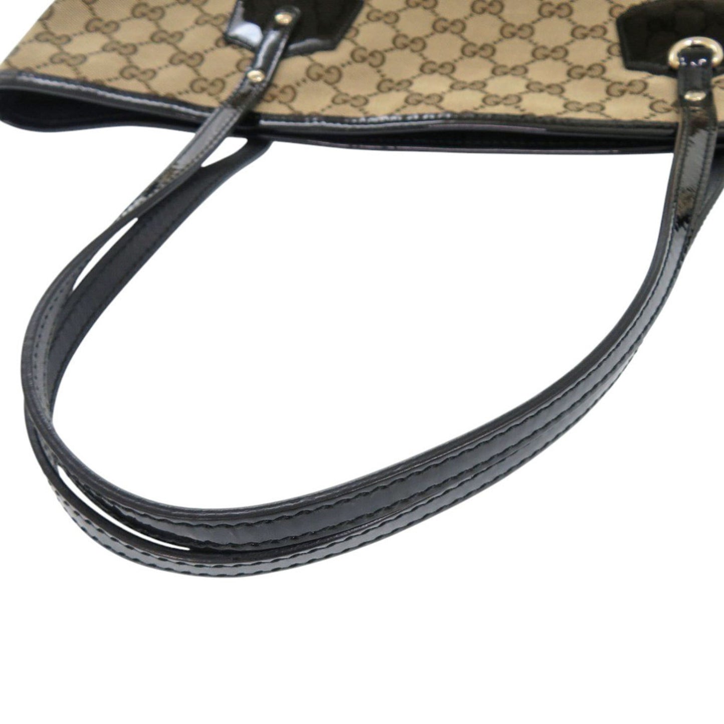 Gucci Beige Black Gg Canvas Tote Bag