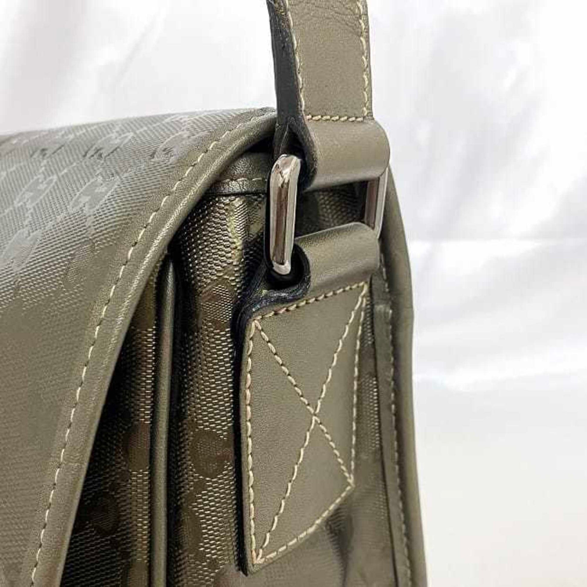 Gucci Green Khaki Coated Canvas Shoulder Bag