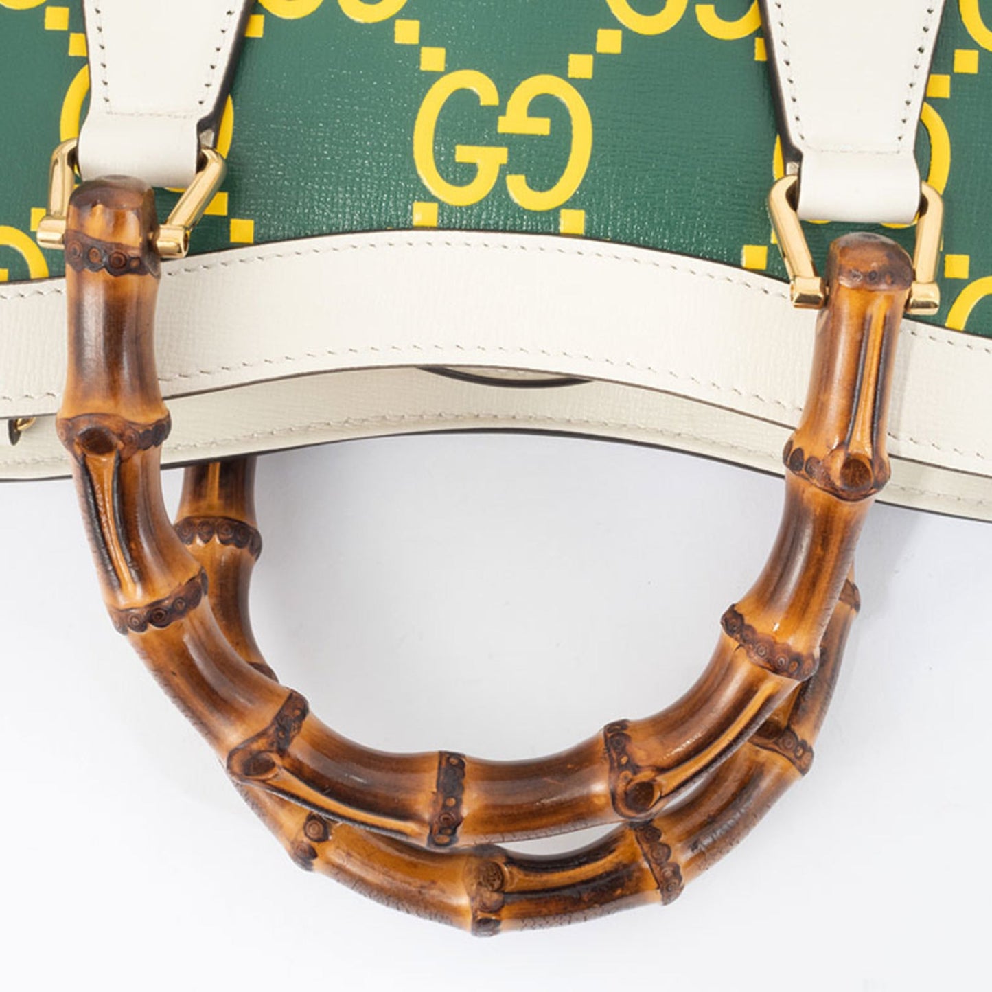 Gucci Green White Yellow Leather Handbag